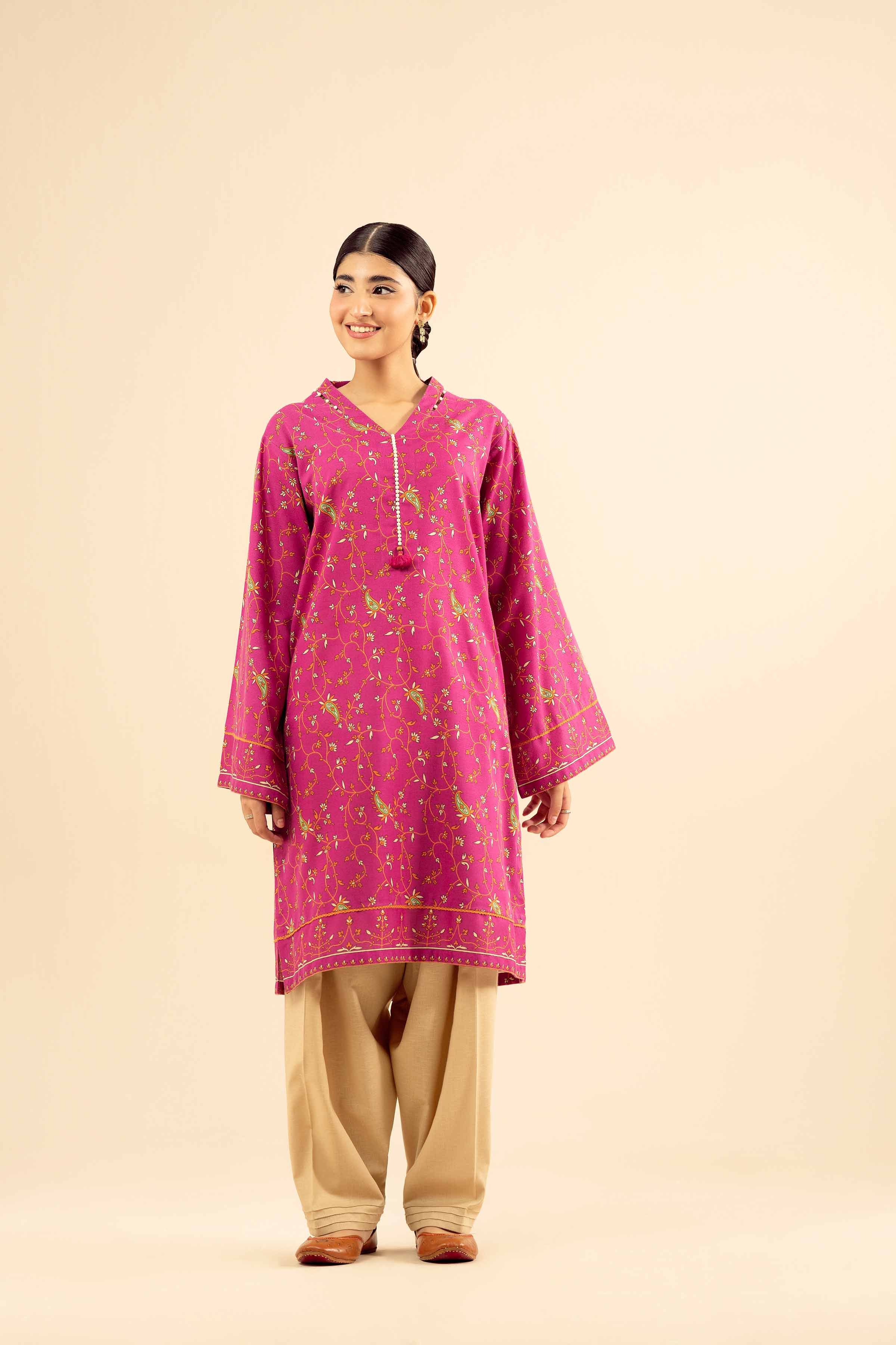 NishatUK - Pink Printed Karandi 1-piece ready to wear Kurta