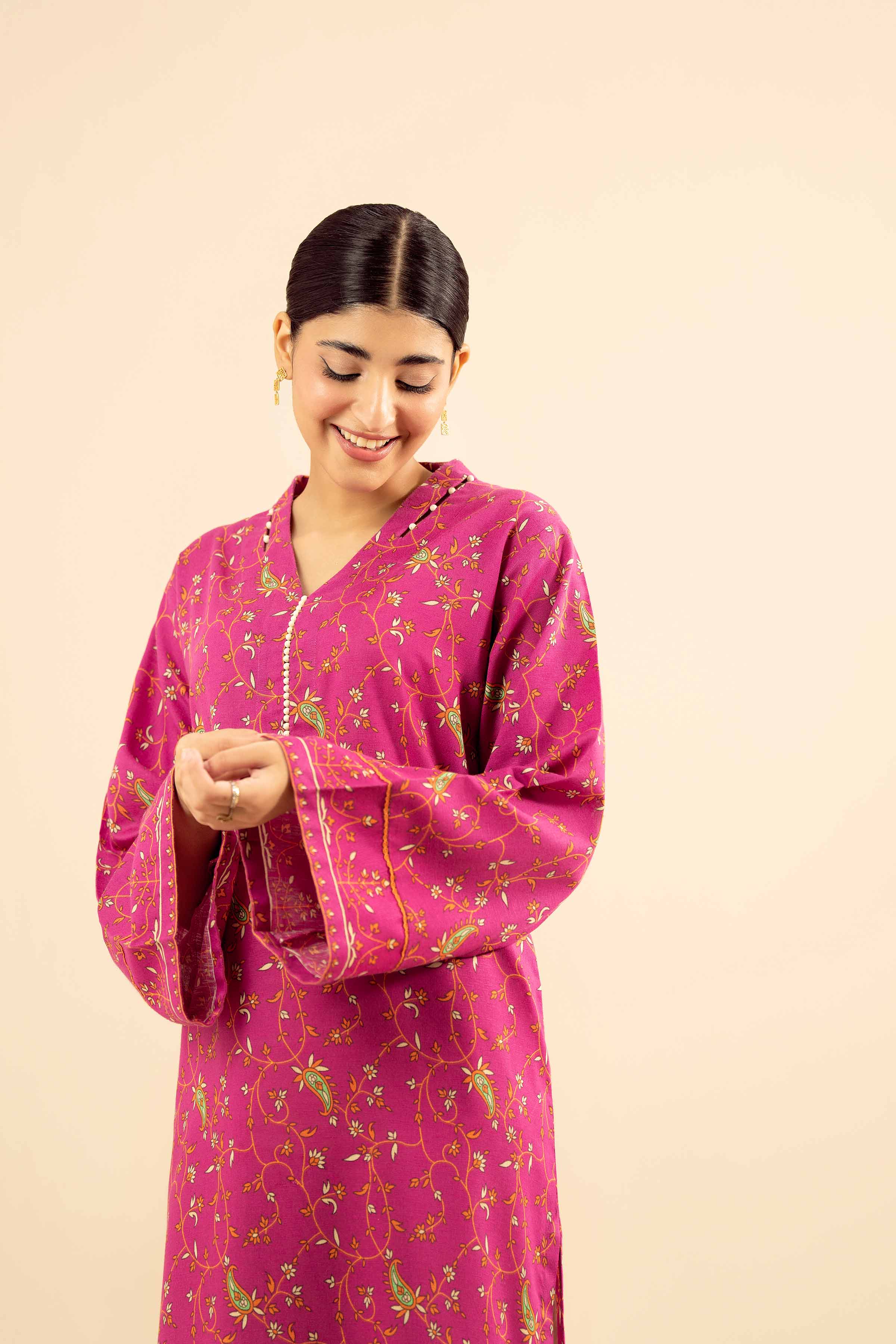 NishatUK - Pink Printed Karandi 1-piece ready to wear Kurta