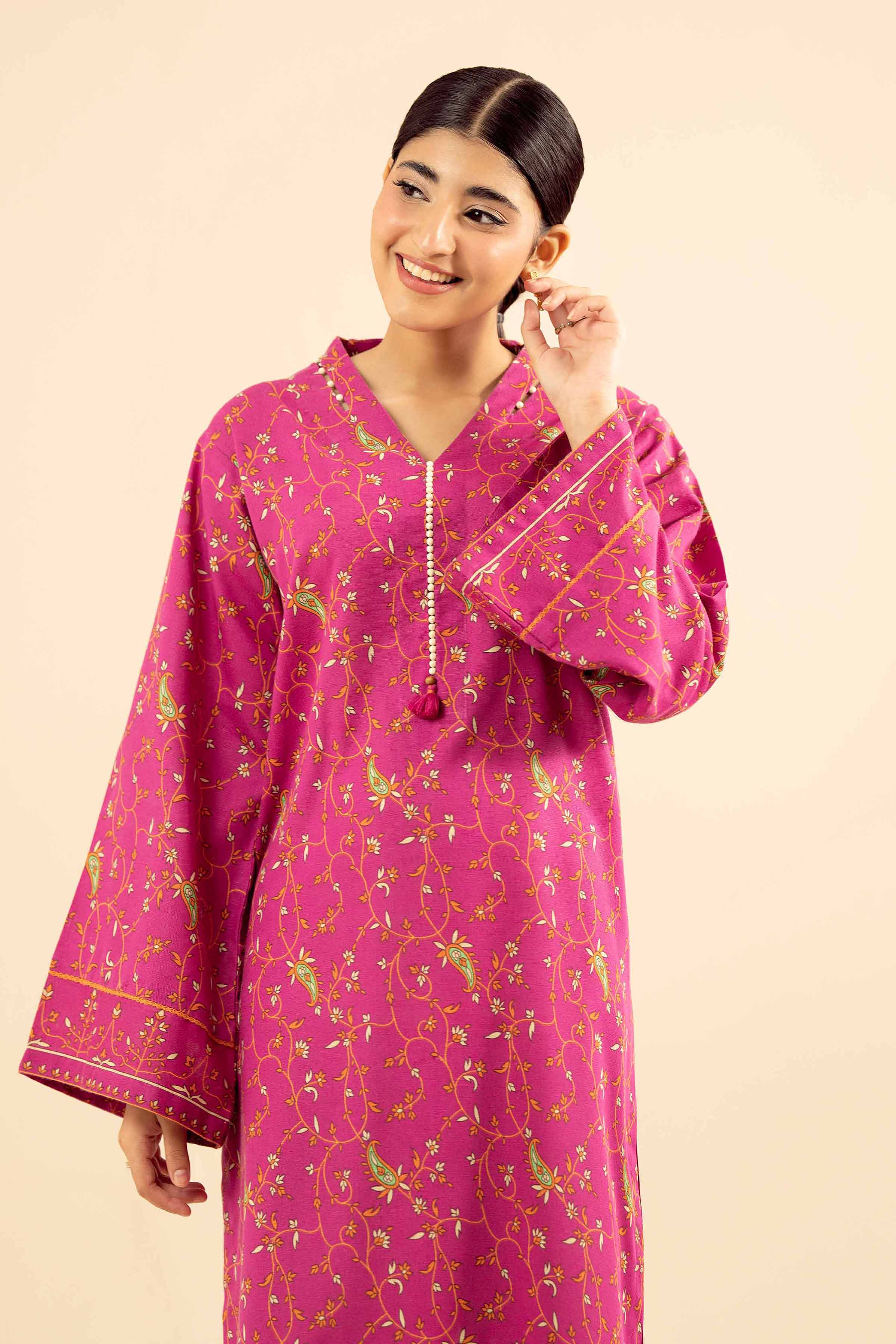 NishatUK - Pink Printed Karandi 1-piece ready to wear Kurta