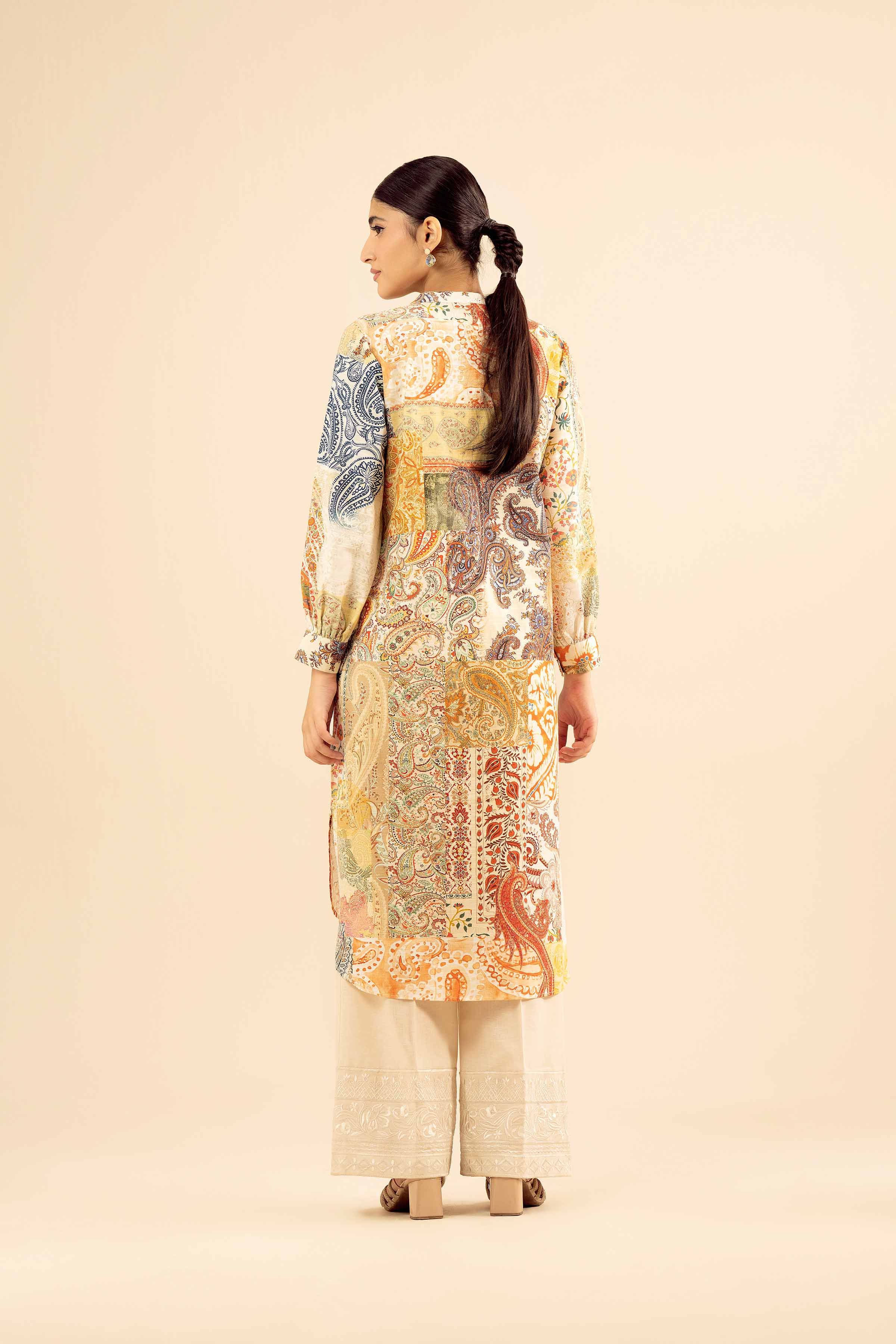 NishatUK - Beige Printed Khaddar 1-piece ready to wear Shirt