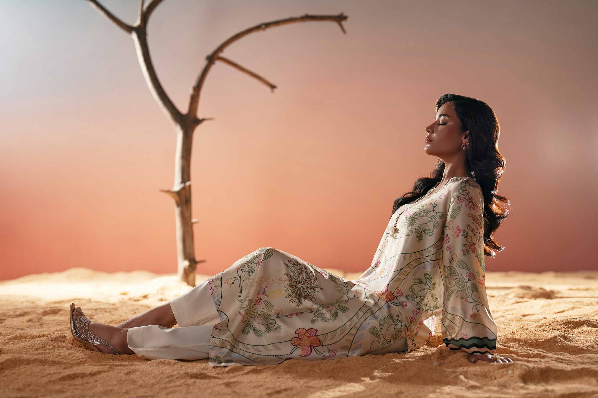 NishatUK - Yellow Printed Silk 1-piece ready to wear shirt