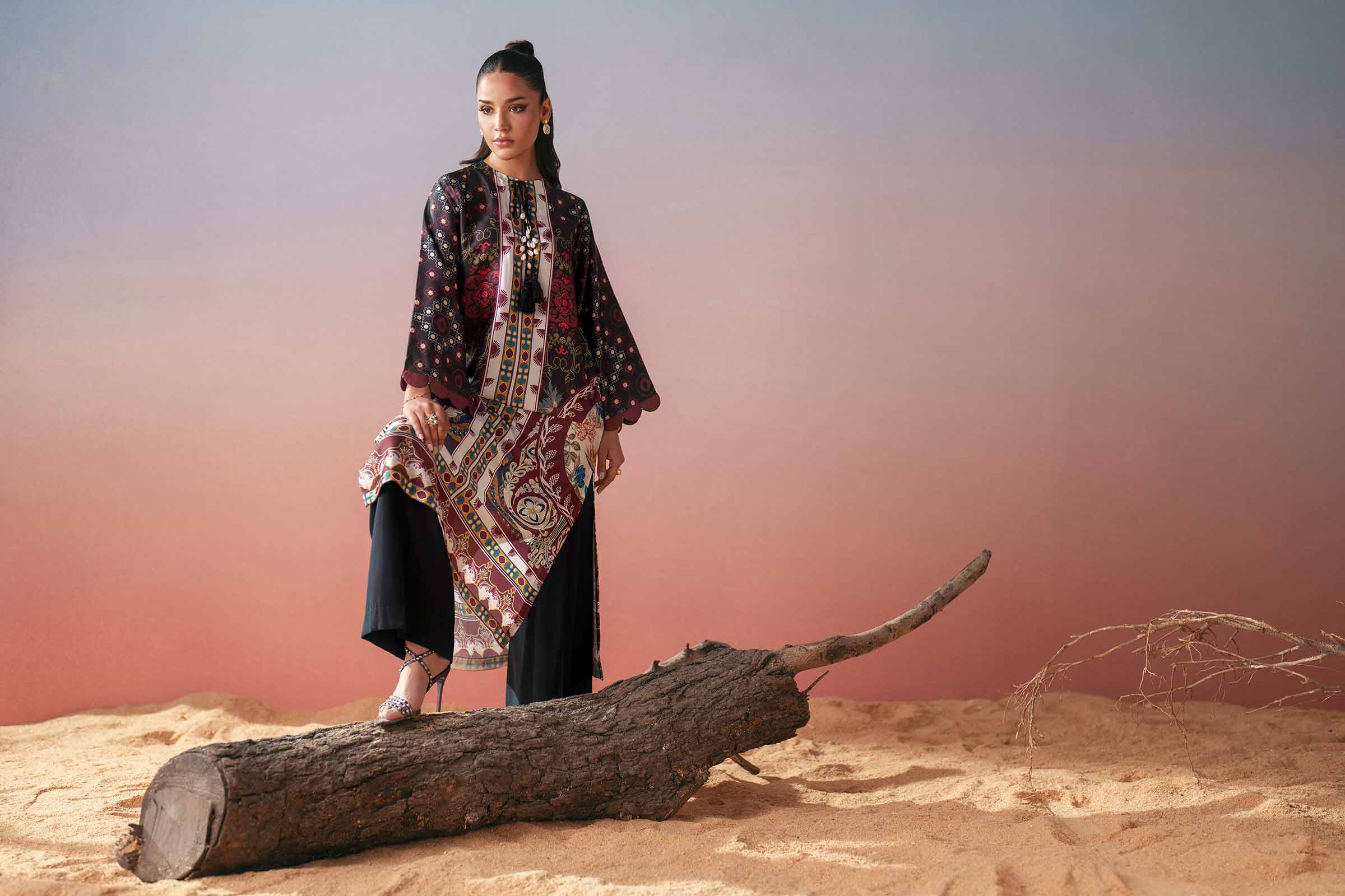 NishatUK - Multi Printed Silk 1-piece ready to wear shirt