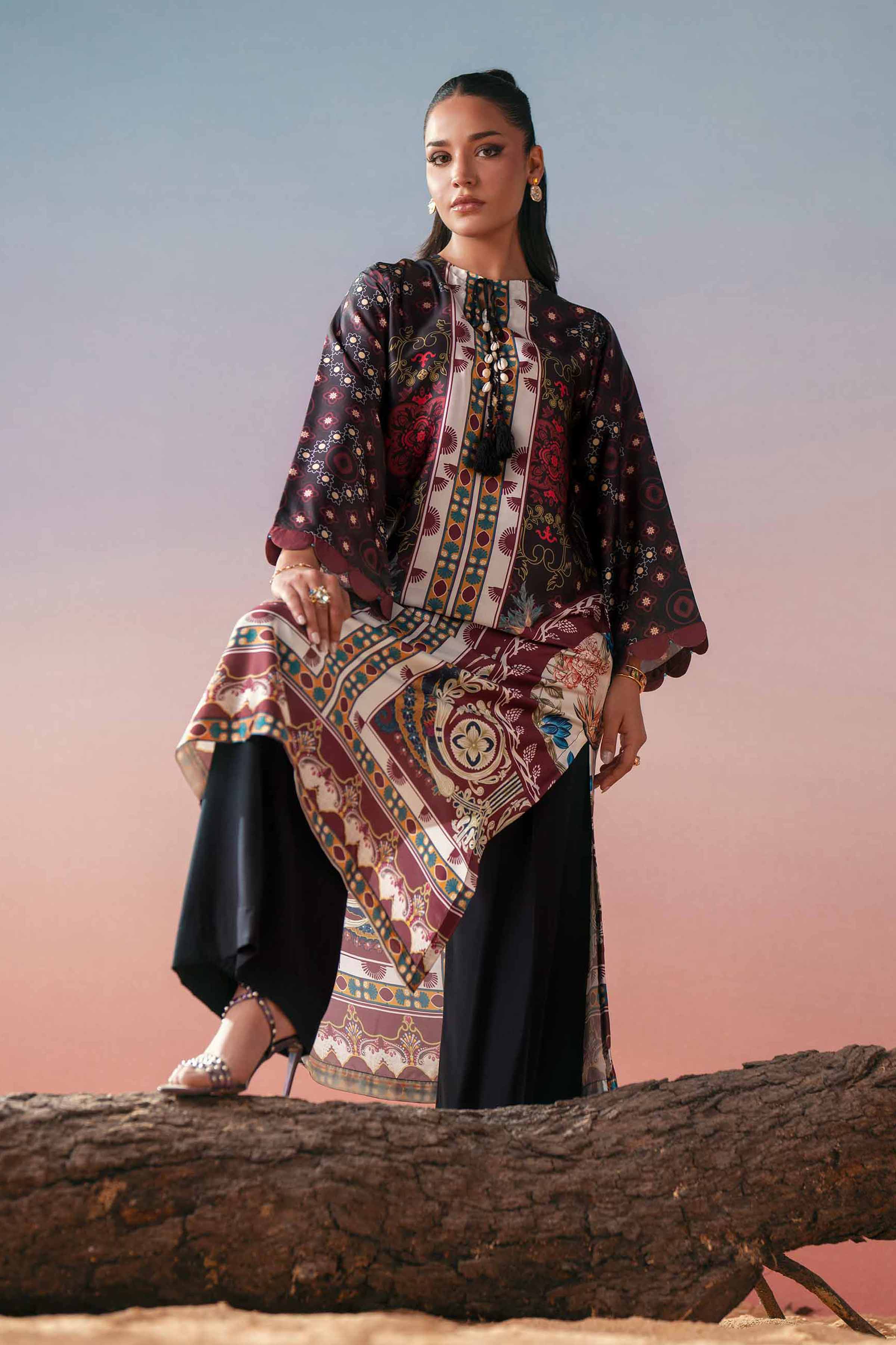 NishatUK - Multi Printed Silk 1-piece ready to wear shirt