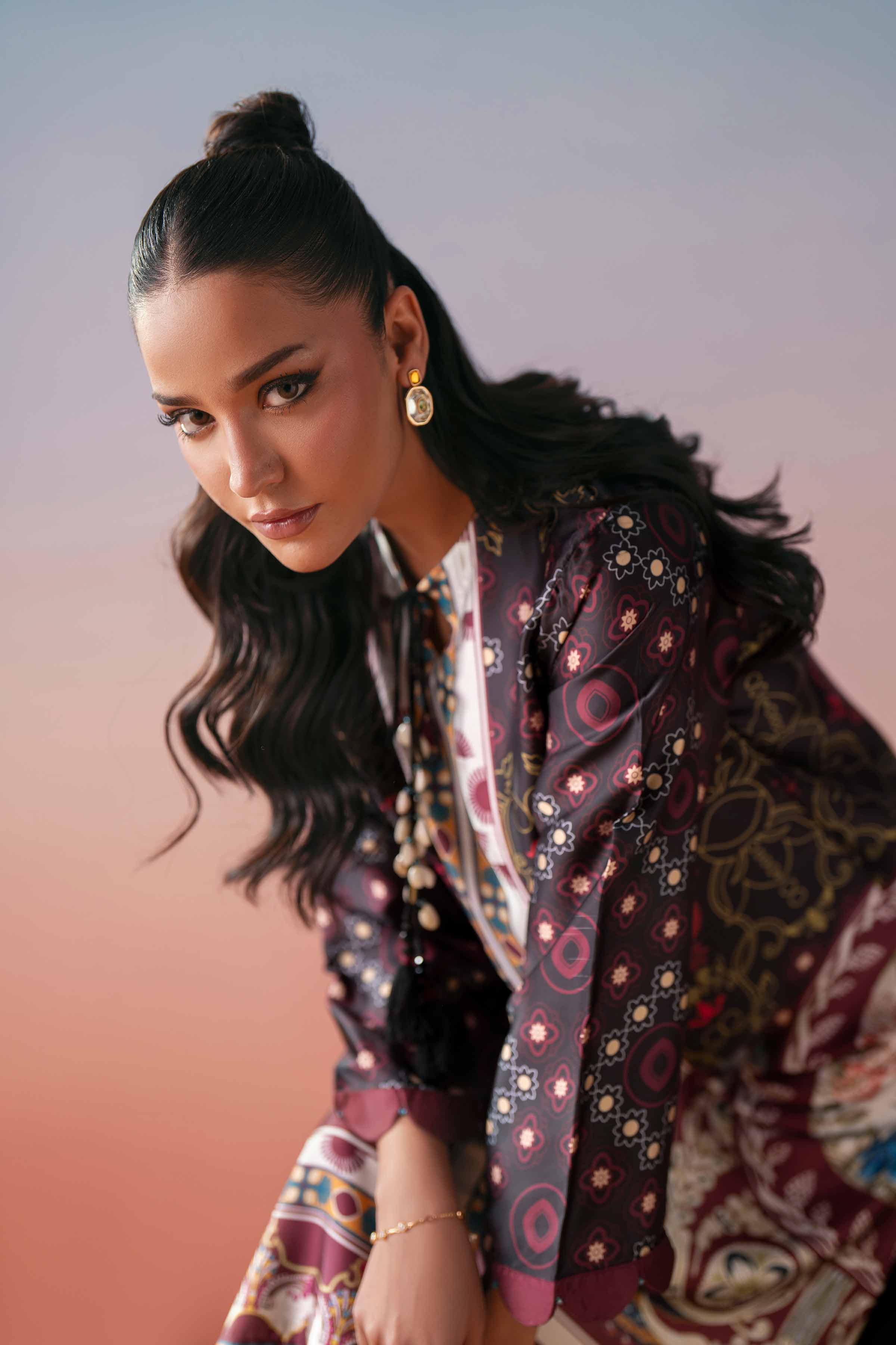 NishatUK - Multi Printed Silk 1-piece ready to wear shirt