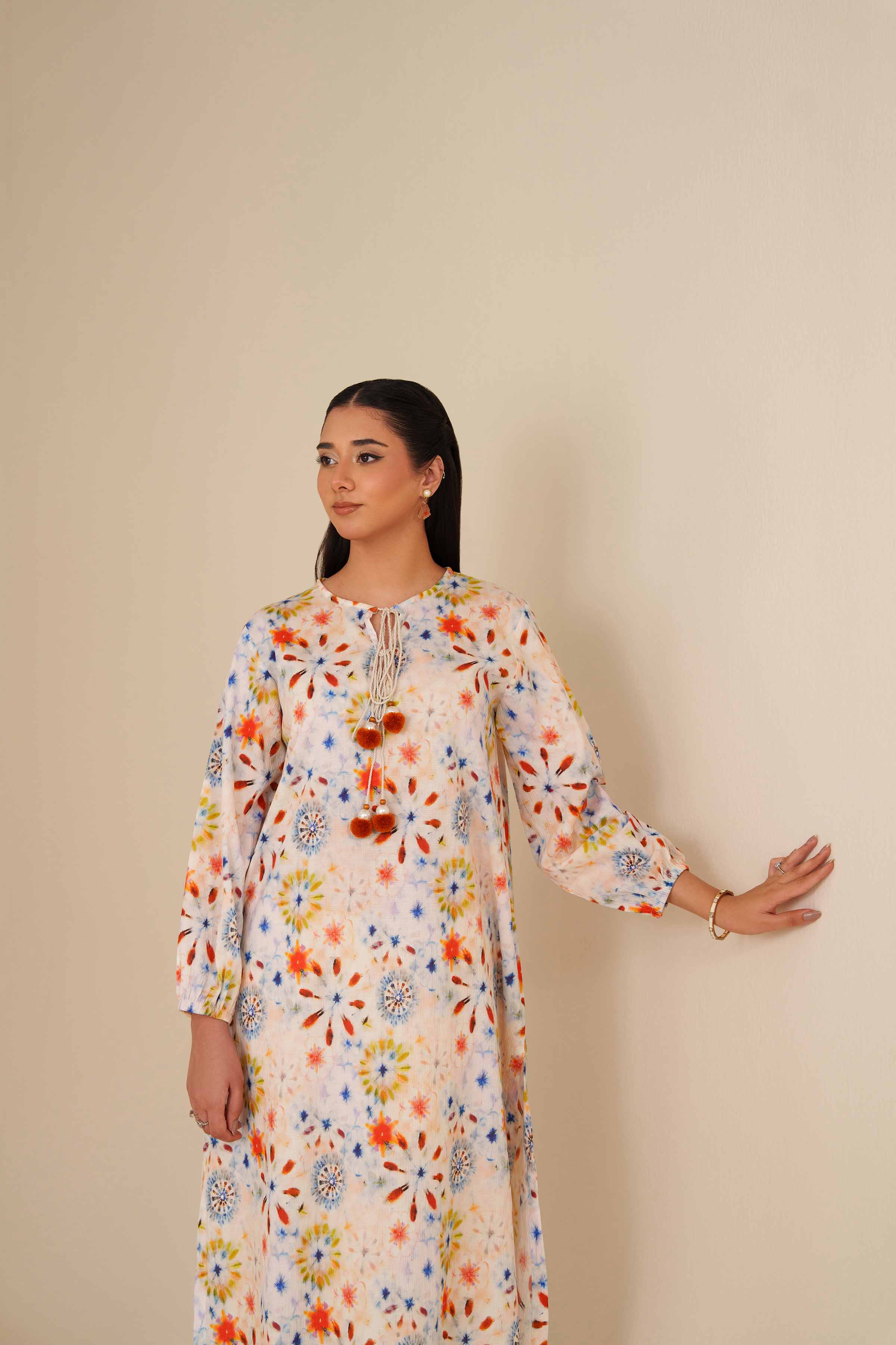 NishatUK - Off White Printed Crush 2-piece ready to wear Dress