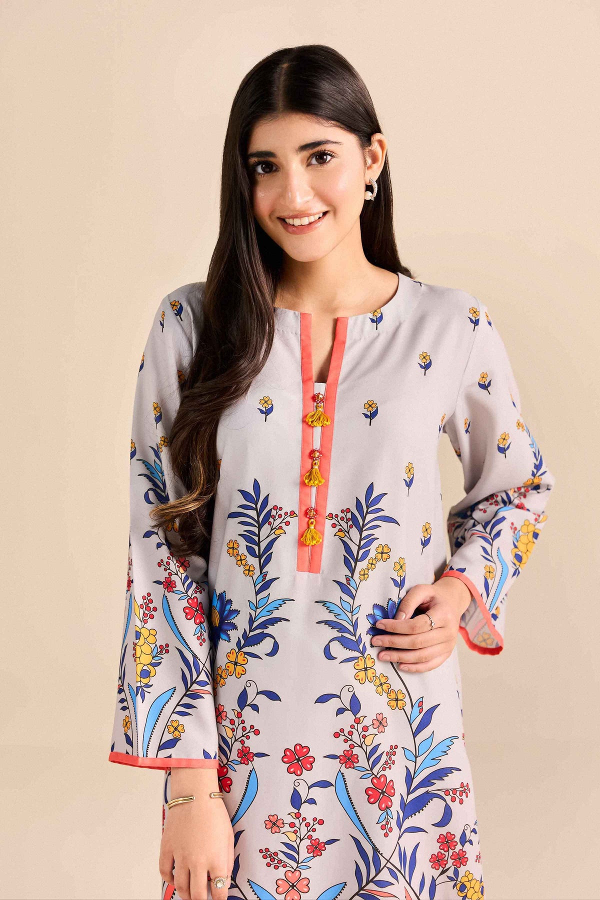 Nishat UK - Grey Printed Grip 1 Piece ready to wear Shirt