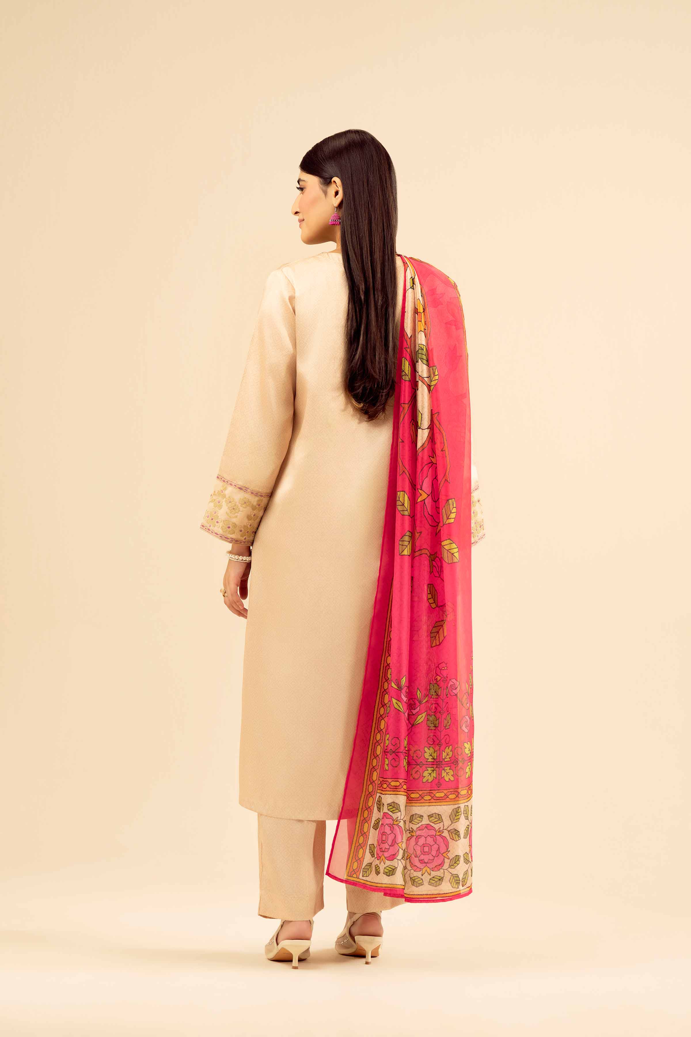 NishatUK - Skin Embroidered Silk 3-piece ready to wear Suit
