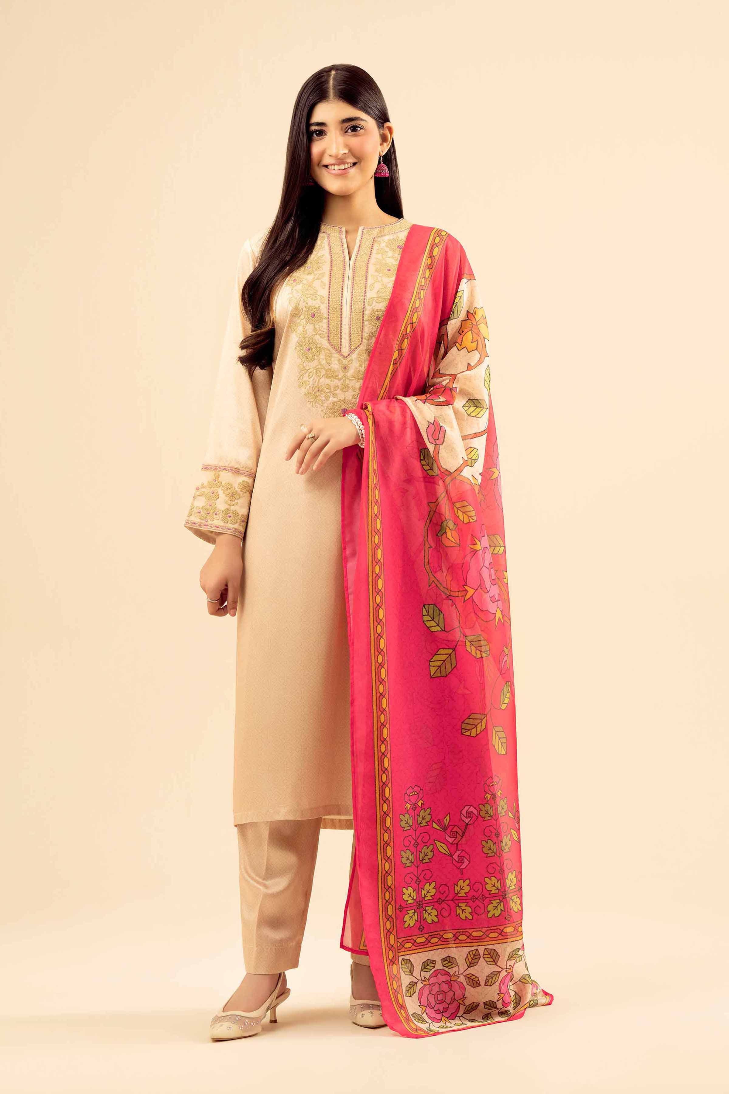 NishatUK - Skin Embroidered Silk 3-piece ready to wear Suit