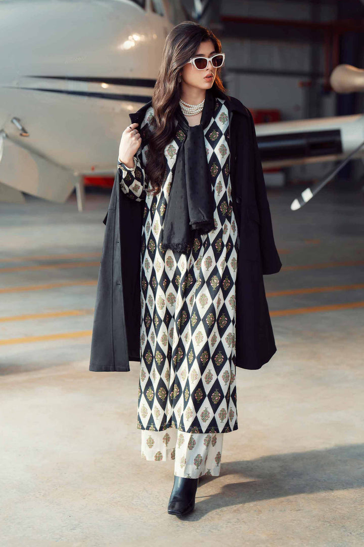 NishatUK - Black Printed Crush 2-piece ready to wear Dress