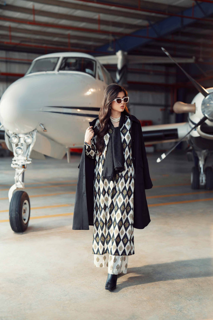 NishatUK - Black Printed Crush 2-piece ready to wear Dress