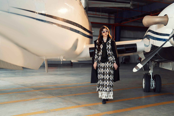 NishatUK - Black Printed Crush 2-piece ready to wear Dress