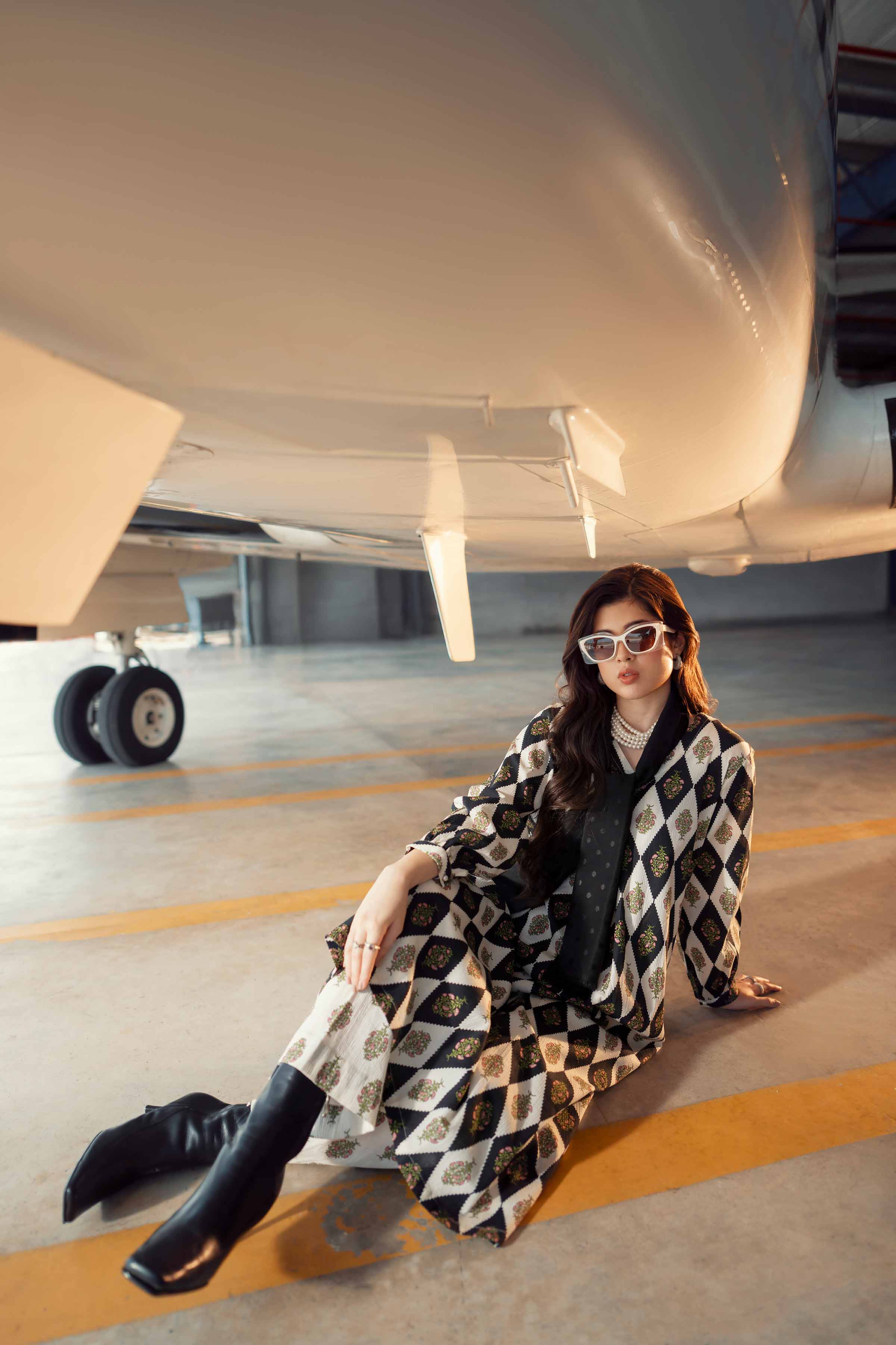 NishatUK - Black Printed Crush 2-piece ready to wear Dress