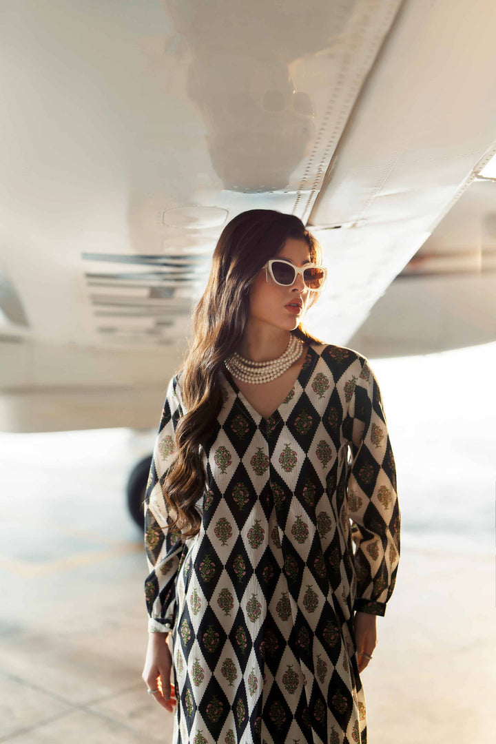 NishatUK - Black Printed Crush 2-piece ready to wear Dress