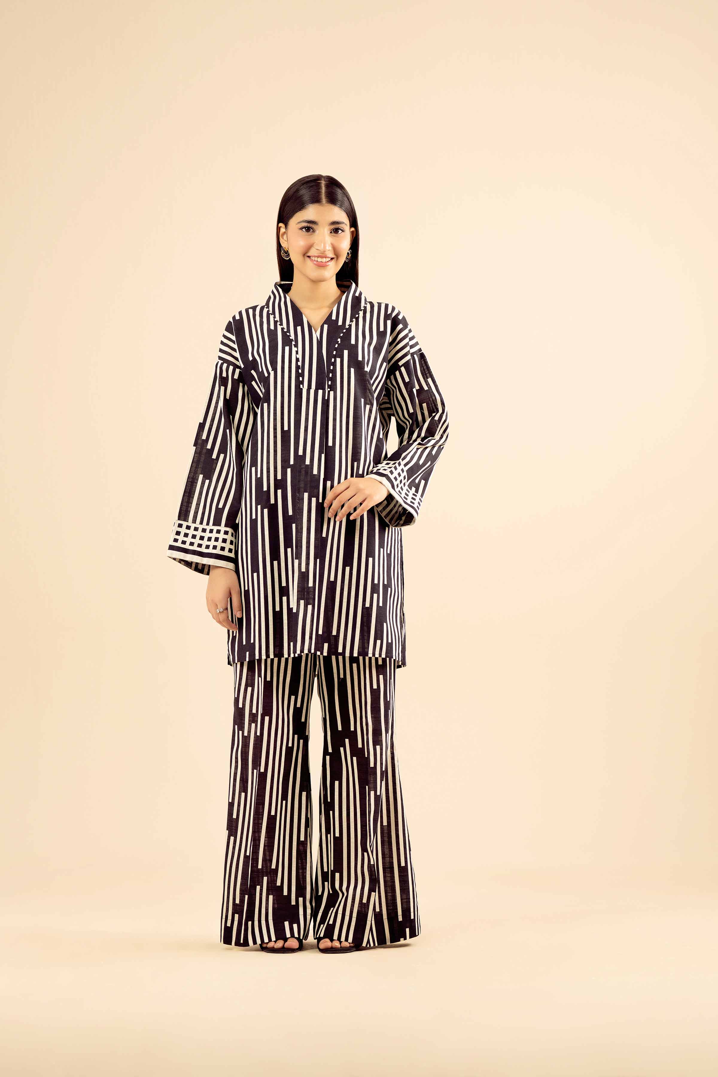 NishatUK - Black Printed Khaddar 2-piece ready to wear Dress