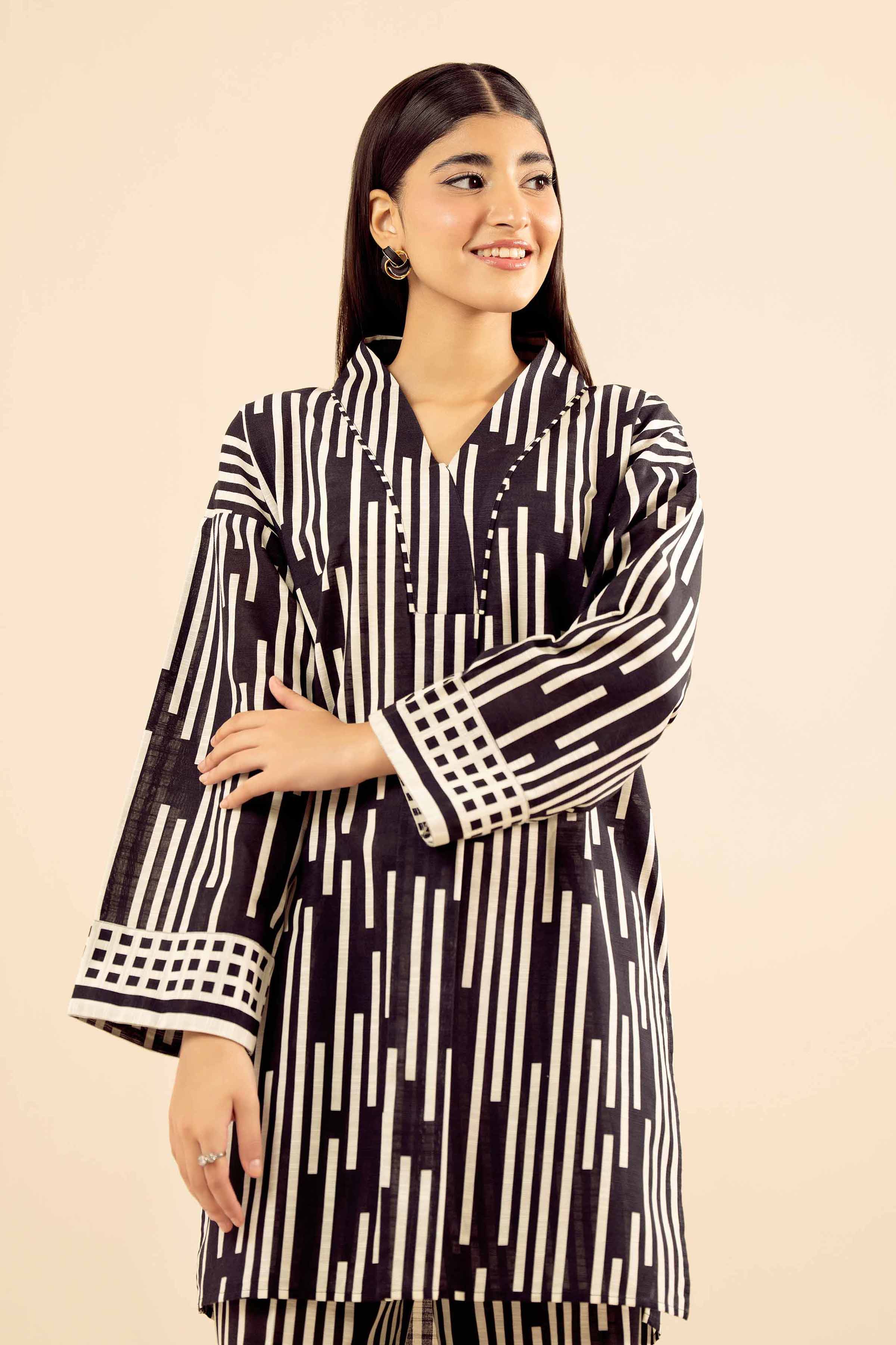 NishatUK - Black Printed Khaddar 2-piece ready to wear Dress