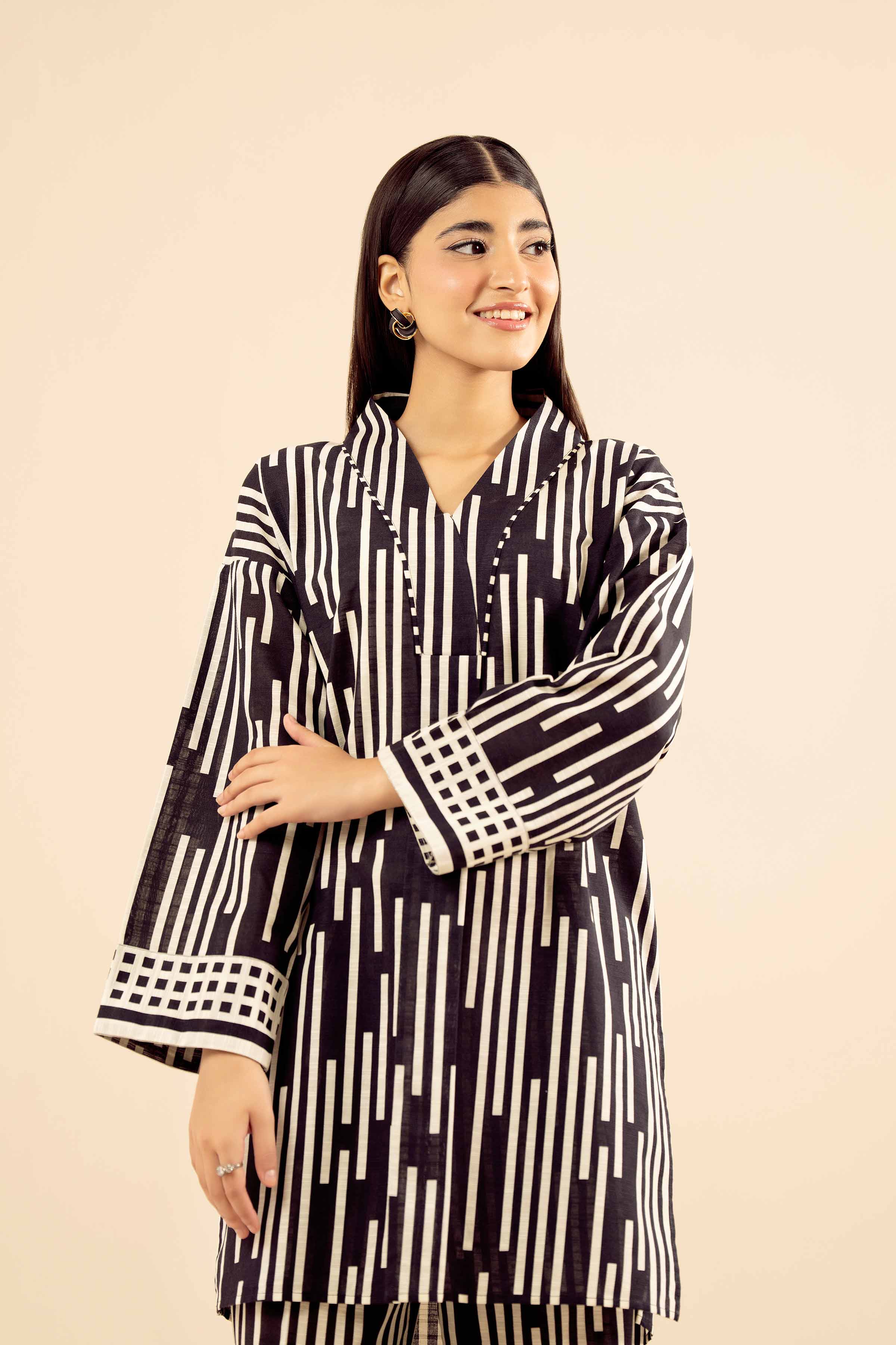 NishatUK - Black Printed Khaddar 2-piece ready to wear Dress