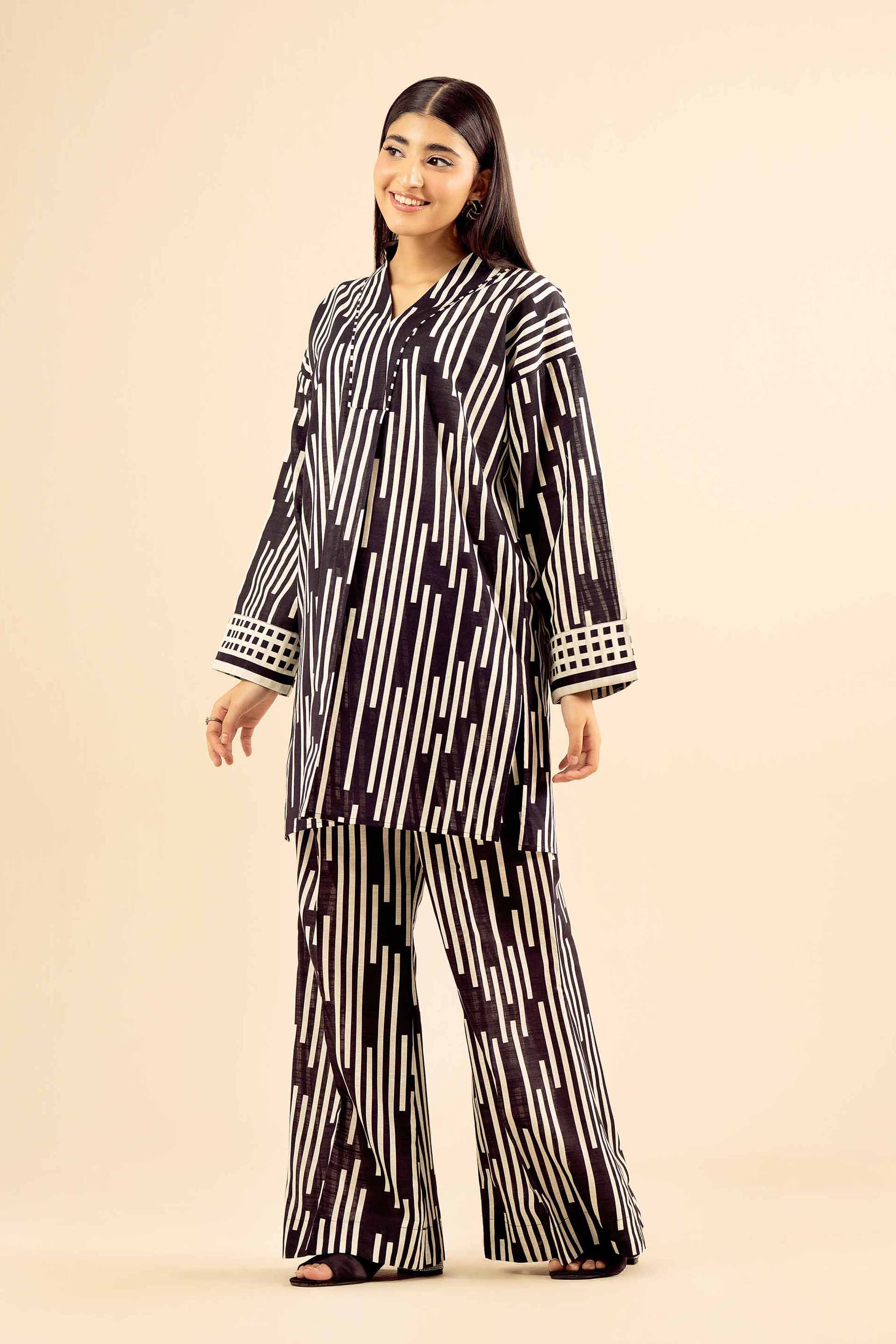 NishatUK - Black Printed Khaddar 2-piece ready to wear Dress