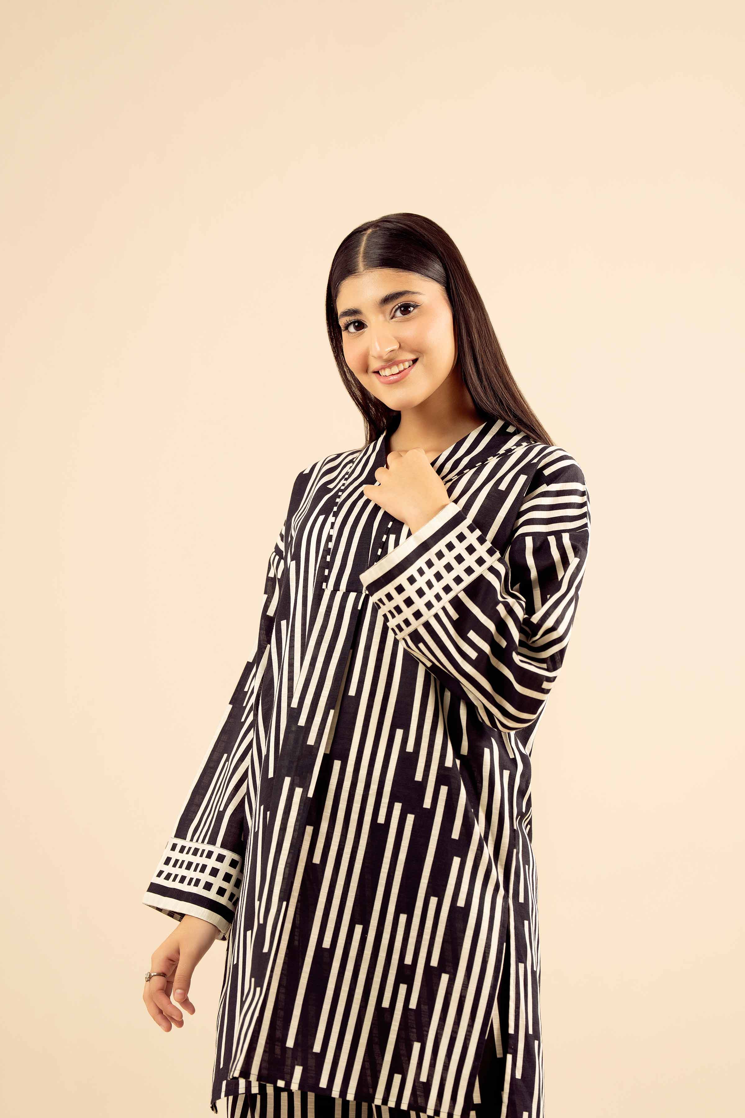 NishatUK - Black Printed Khaddar 2-piece ready to wear Dress