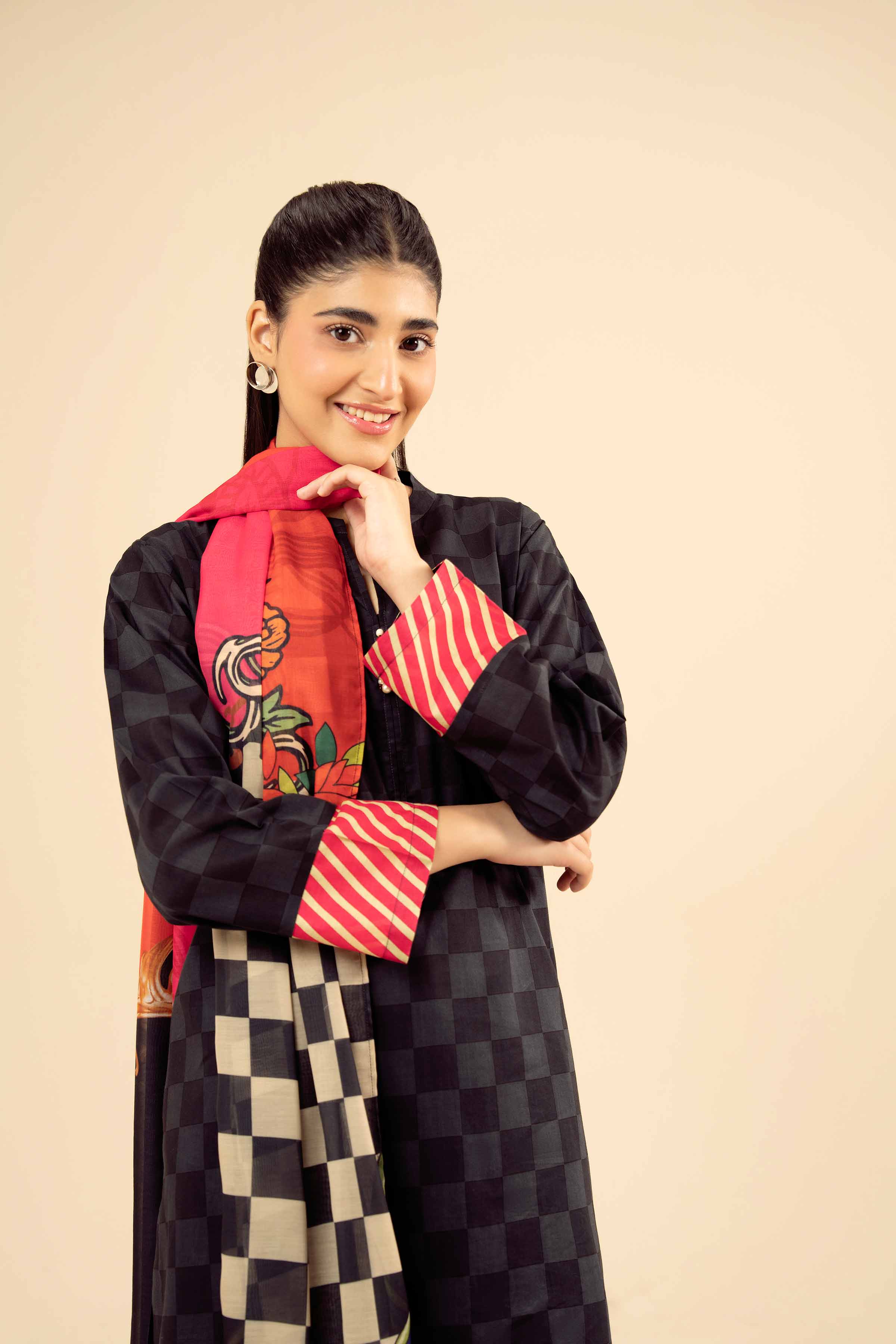 NishatUK - Black Printed Cambric 2-piece ready to wear Dress