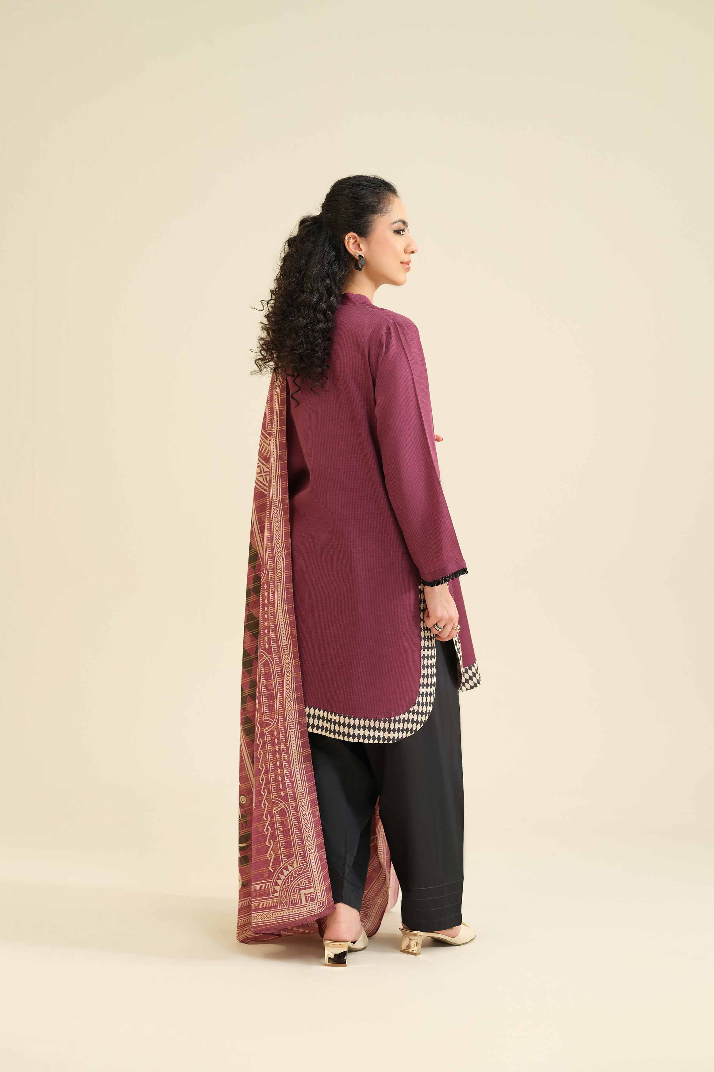 NishatUK - Maroon Solids  Satin 2-piece ready to wear Dress