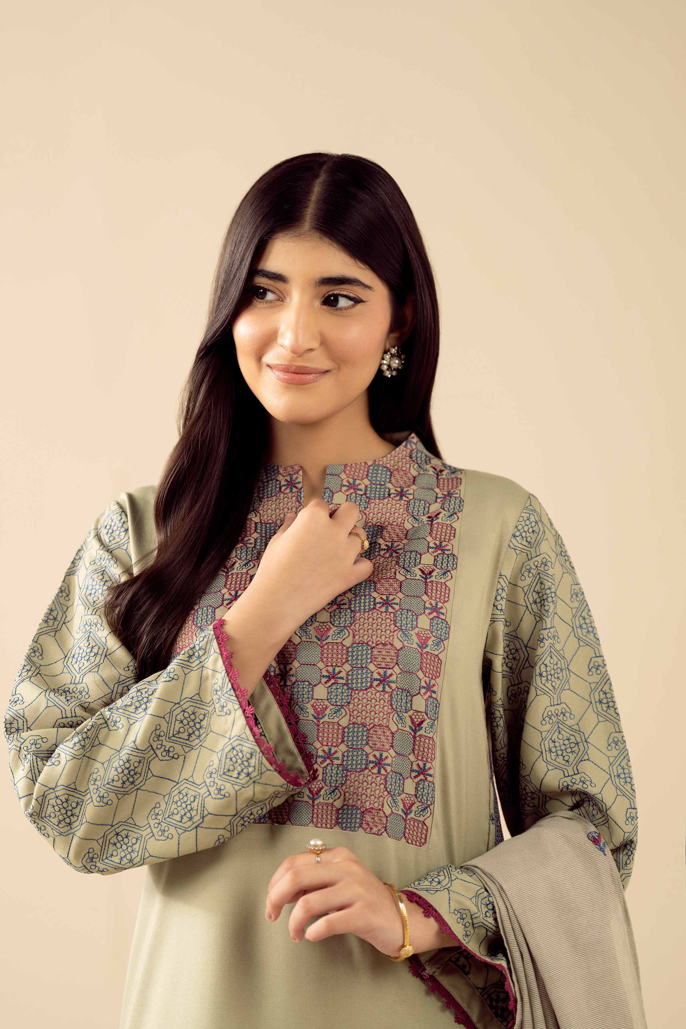 NishatUK - Green Embroidered Viscose 2-piece ready to wear Dress