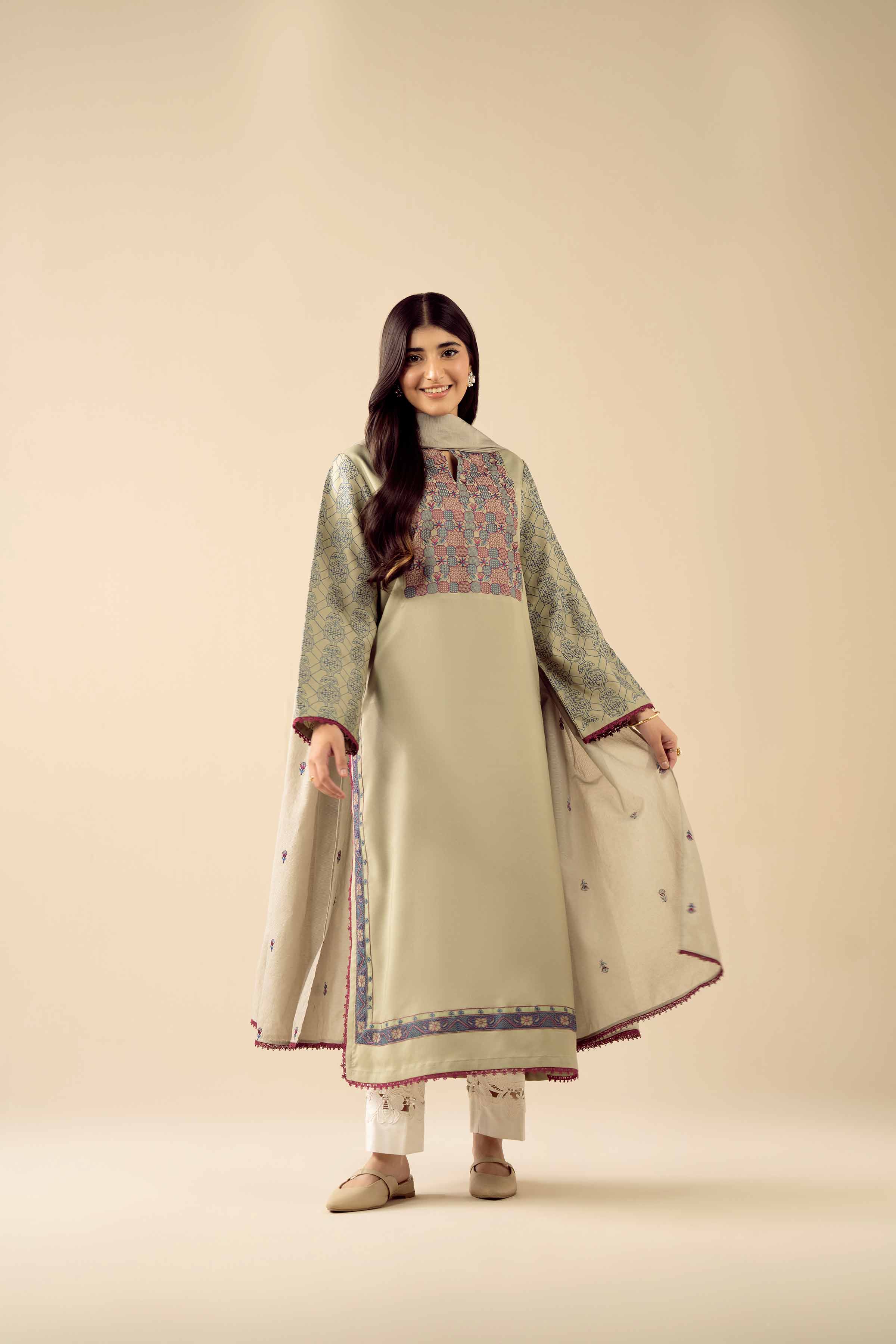 NishatUK - Green Embroidered Viscose 2-piece ready to wear Dress