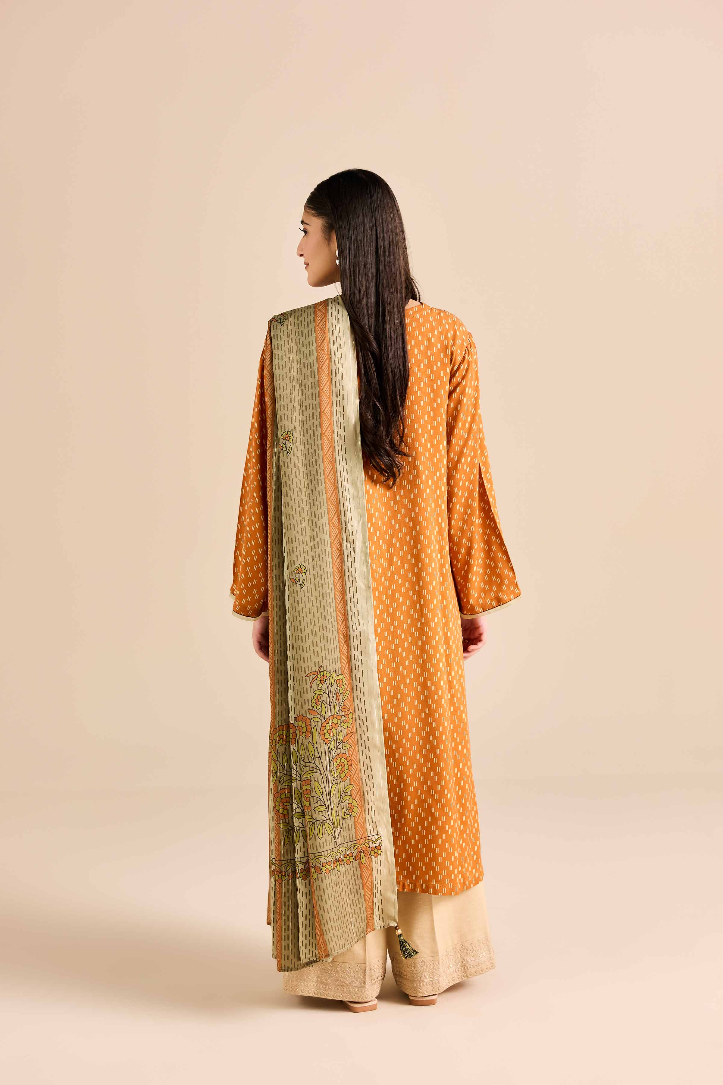 NishatUK - Orange Embroidered Marina 2-piece ready to wear Dress