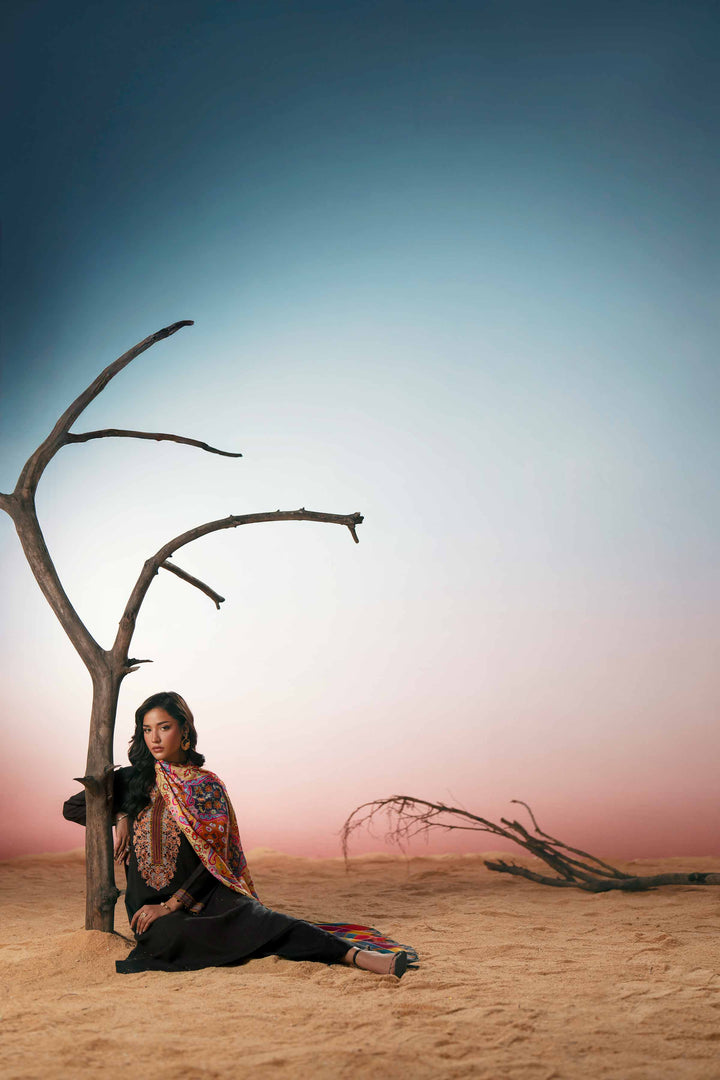 NishatUK - Black Embroidered Marina 2-piece ready to wear Dress