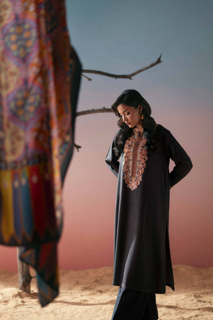 NishatUK - Black Embroidered Marina 2-piece ready to wear Dress