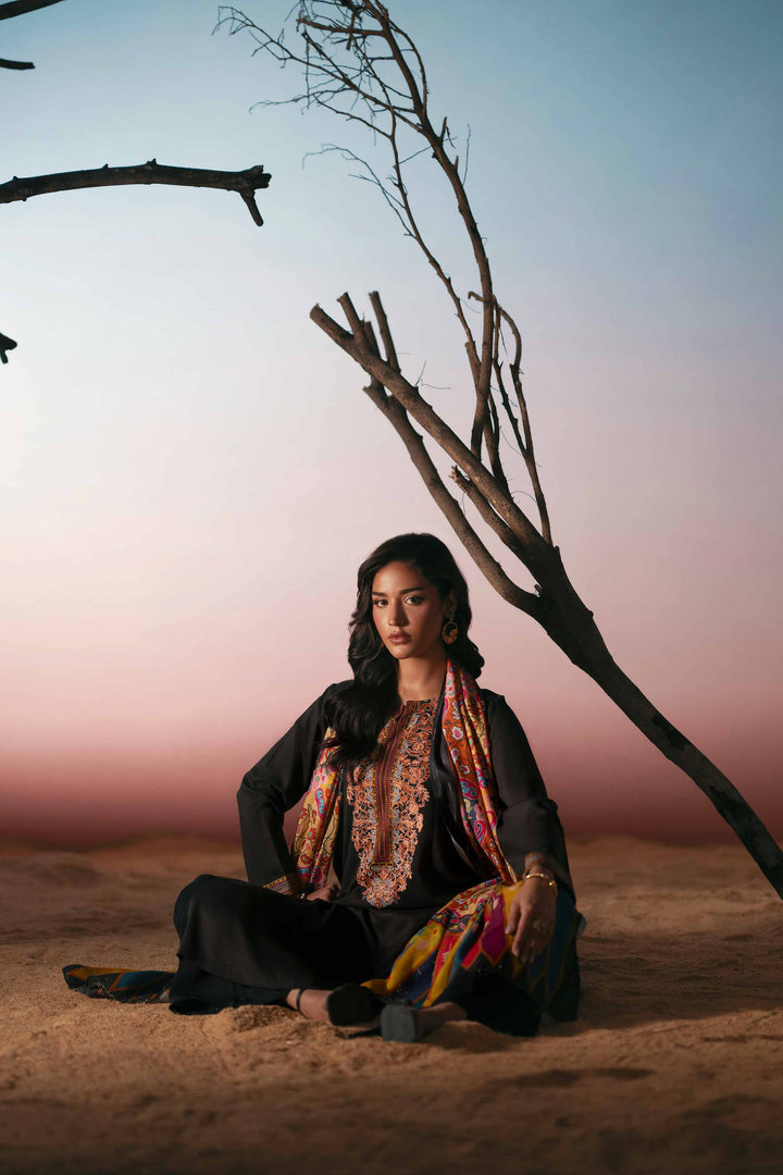 NishatUK - Black Embroidered Marina 2-piece ready to wear Dress