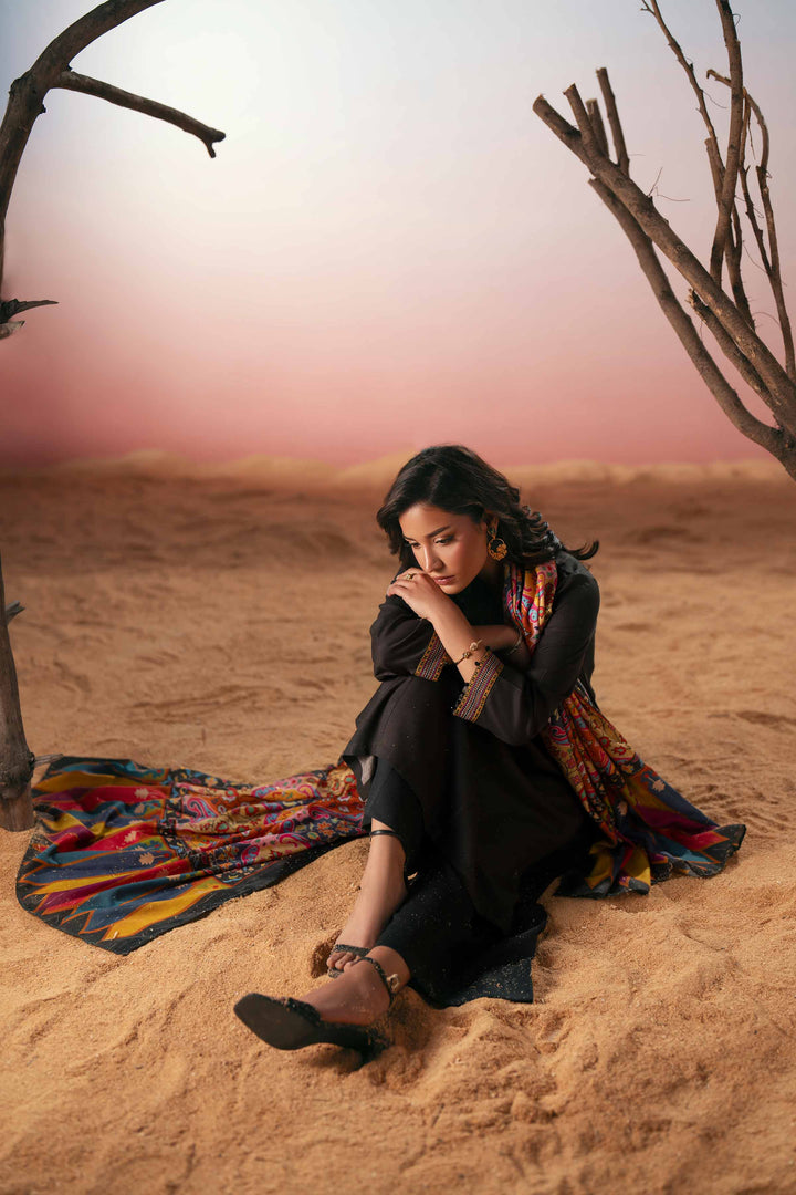 NishatUK - Black Embroidered Marina 2-piece ready to wear Dress