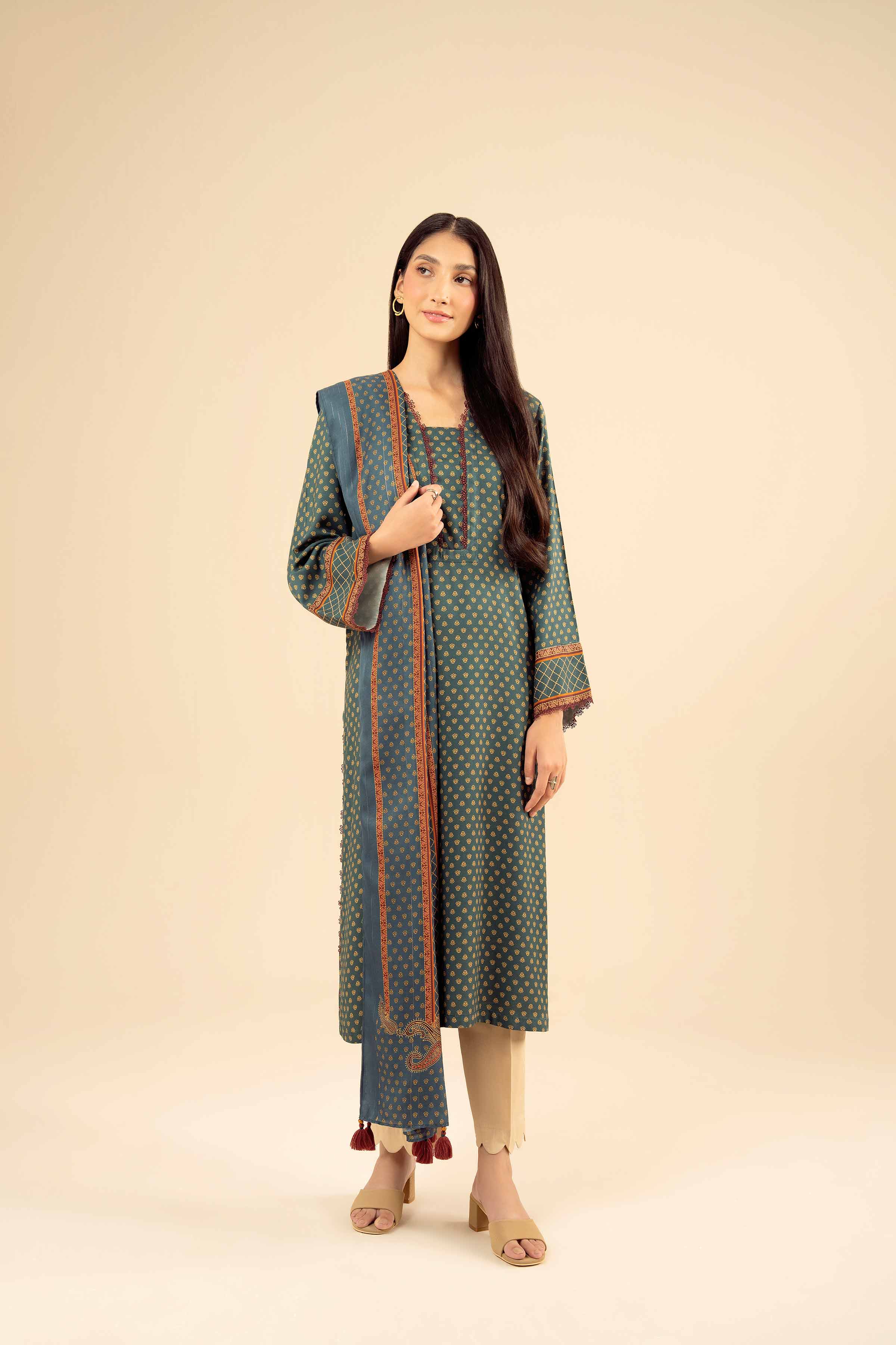 NishatUK - Green Printed Marina 2-piece ready to wear Dress