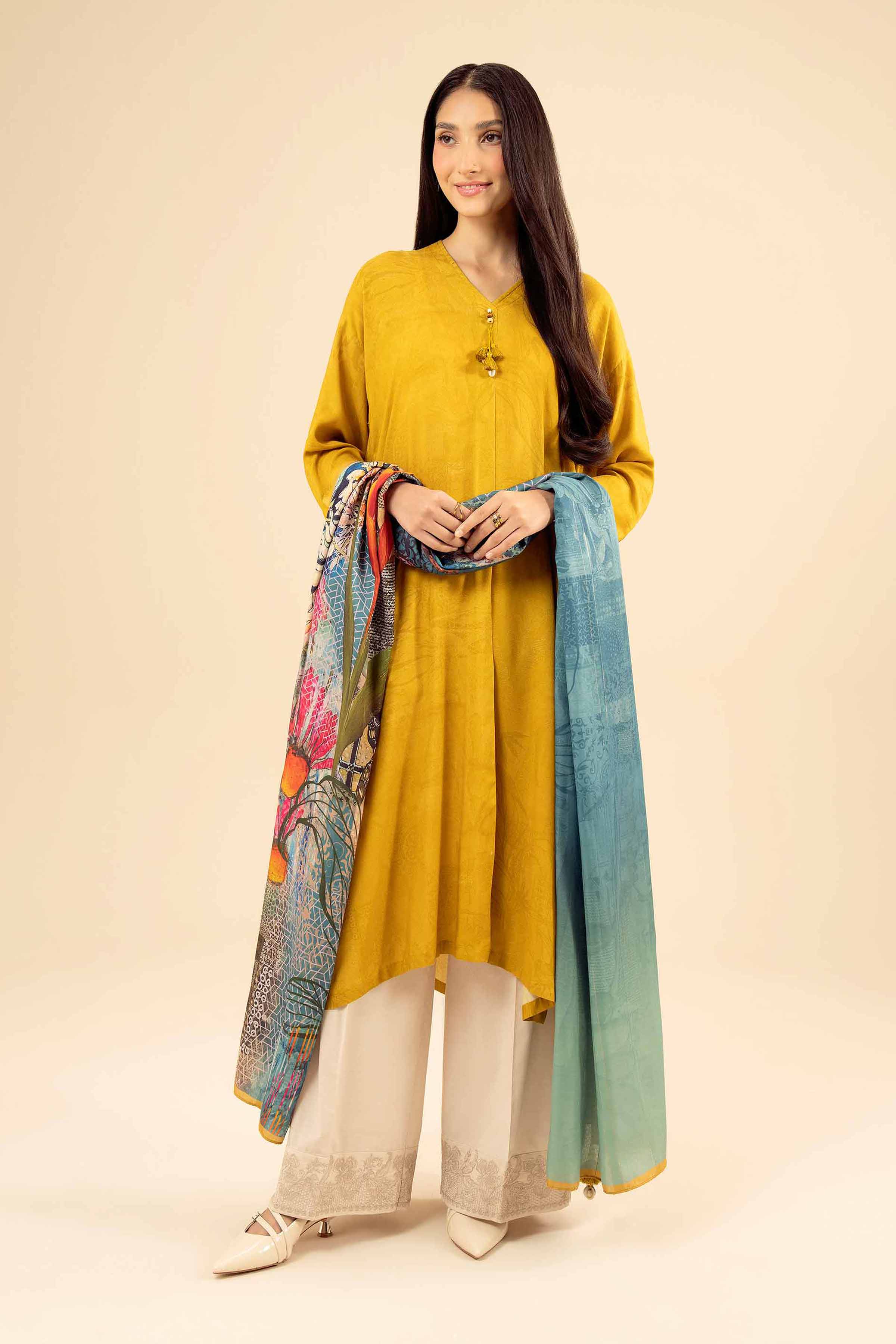 NishatUK - Mustard Printed Marina 2-piece ready to wear Dress