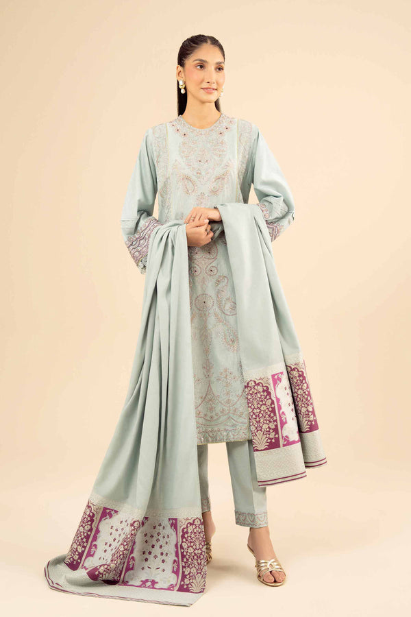 NishatUK - Blue Embroidered Karandi 3-piece ready to wear Suit