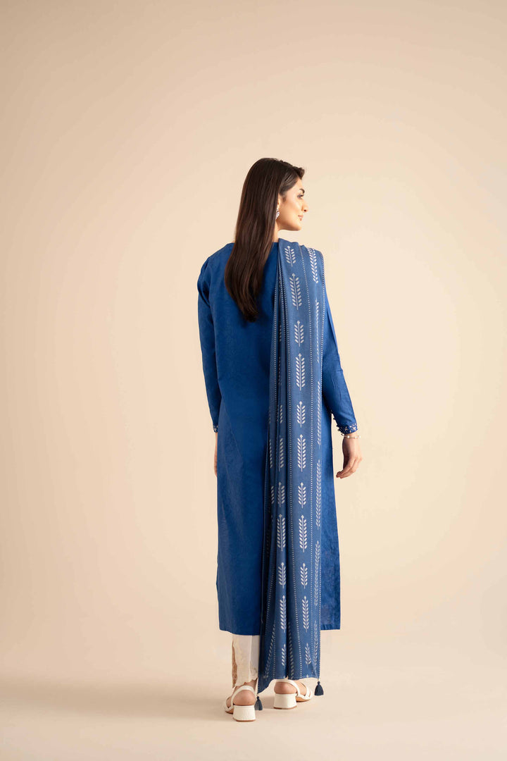 NishatUK - Blue Embroidered  Jacquard 2-piece ready to wear Dress