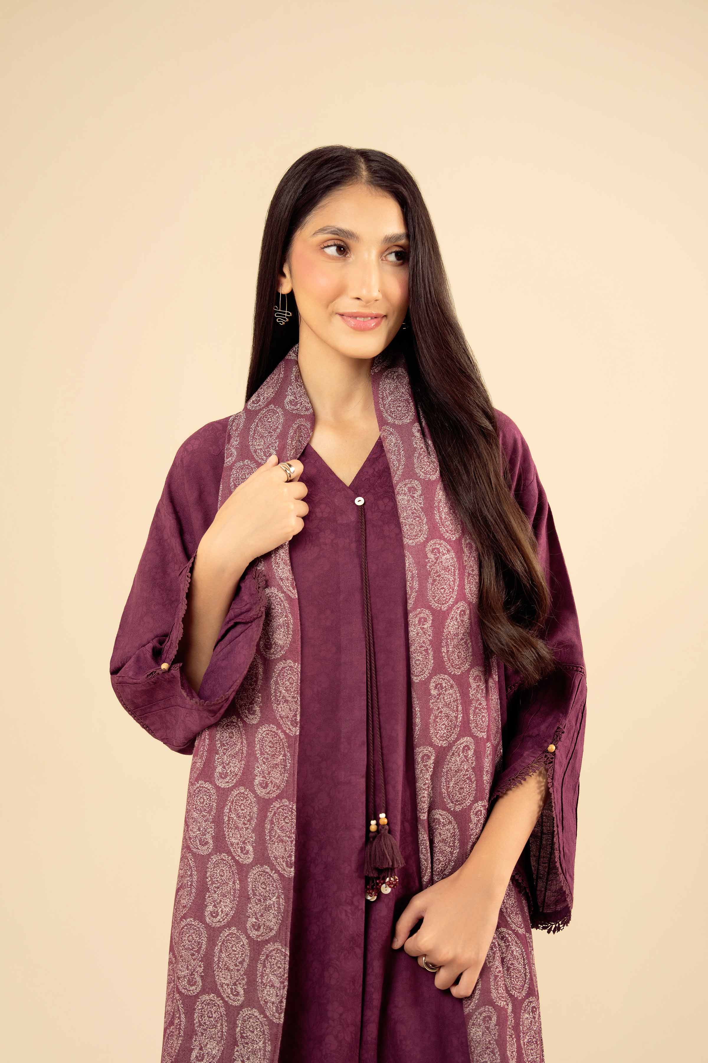 NishatUK - Plum Solids Jacquard 2-piece ready to wear Dress
