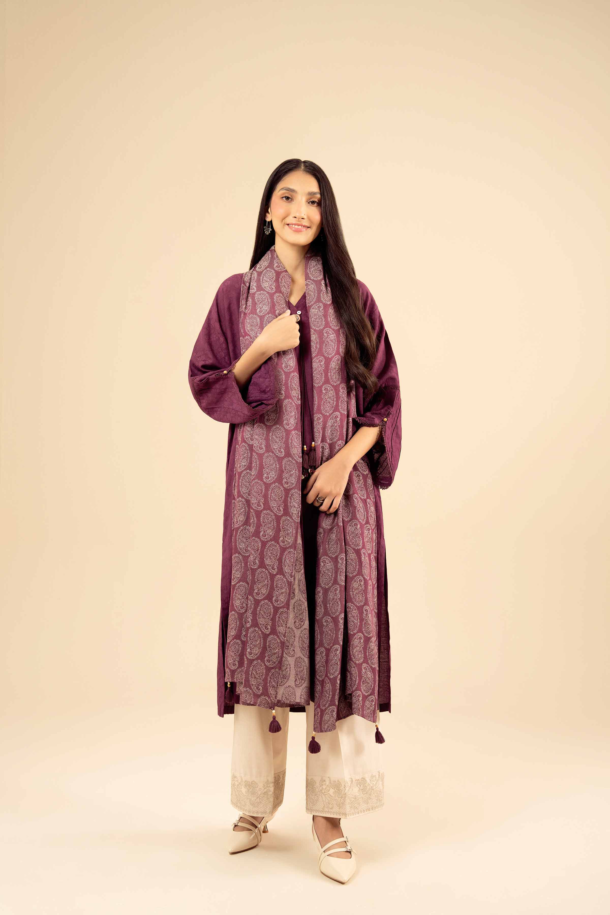 NishatUK - Plum Solids Jacquard 2-piece ready to wear Dress