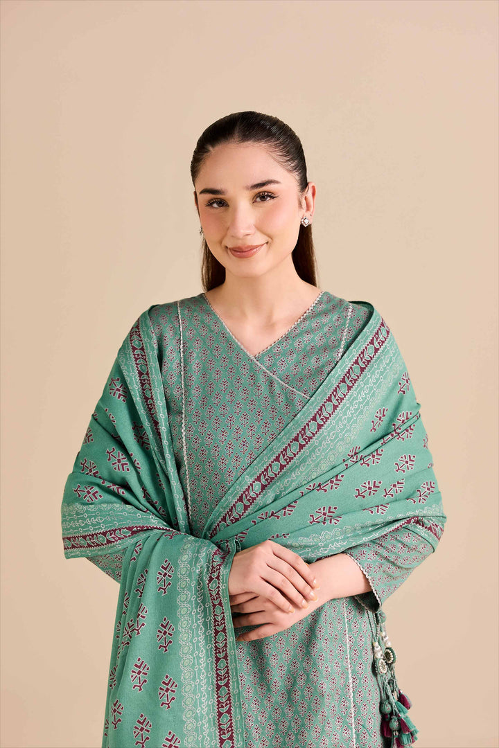 NishatUK - Green Printed Karandi 3-piece ready to wear Suit