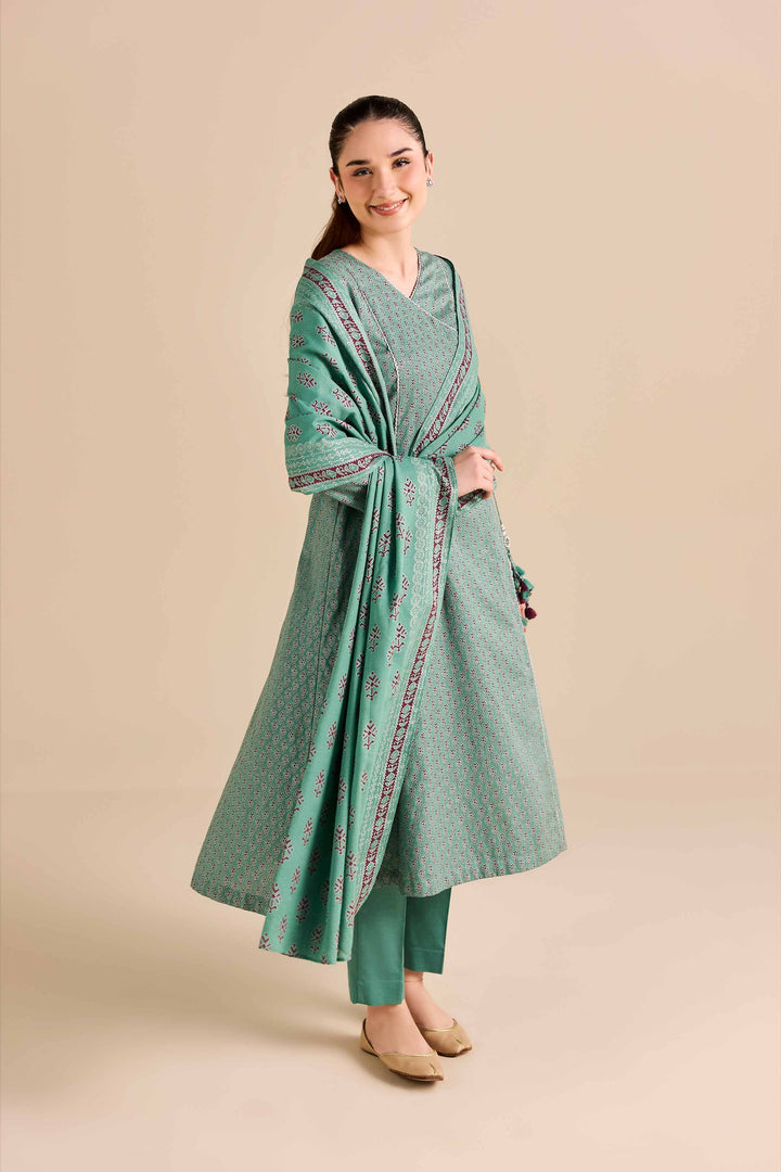 NishatUK - Green Printed Karandi 3-piece ready to wear Suit
