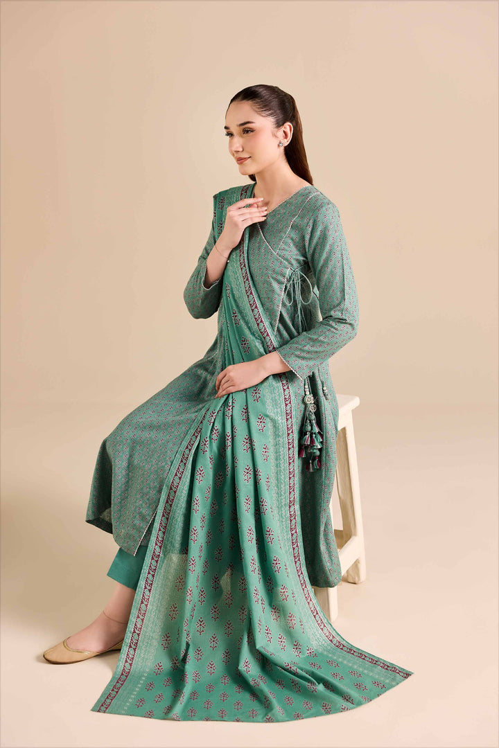 NishatUK - Green Printed Karandi 3-piece ready to wear Suit