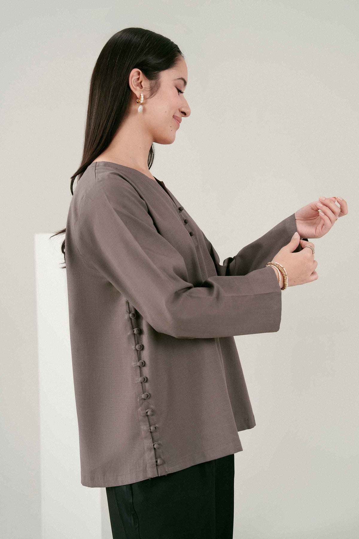 Nishat UK - Grey Solids Yarn Dyed 1 Piece ready to wear tunic