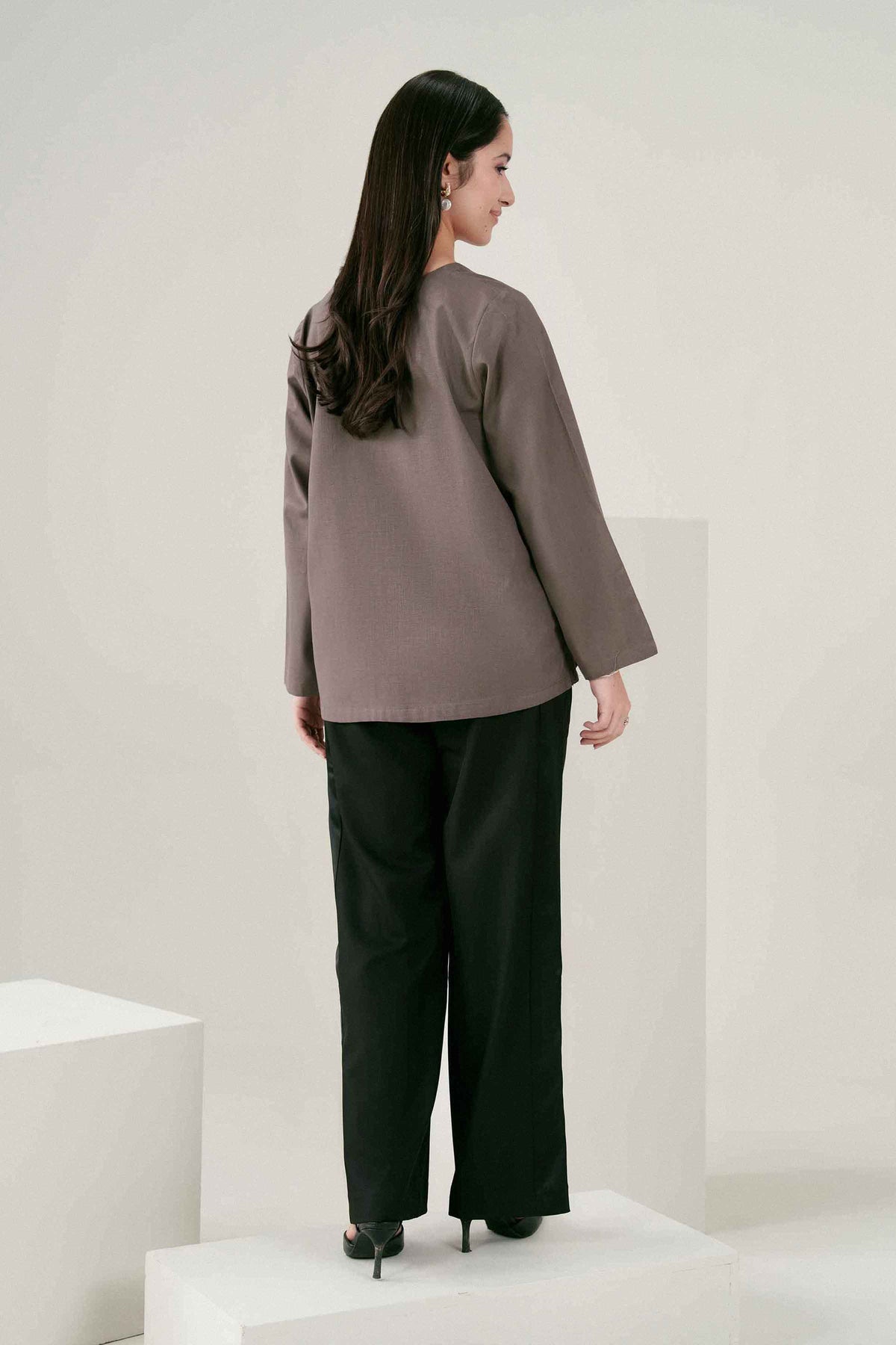Nishat UK - Grey Solids Yarn Dyed 1 Piece ready to wear tunic