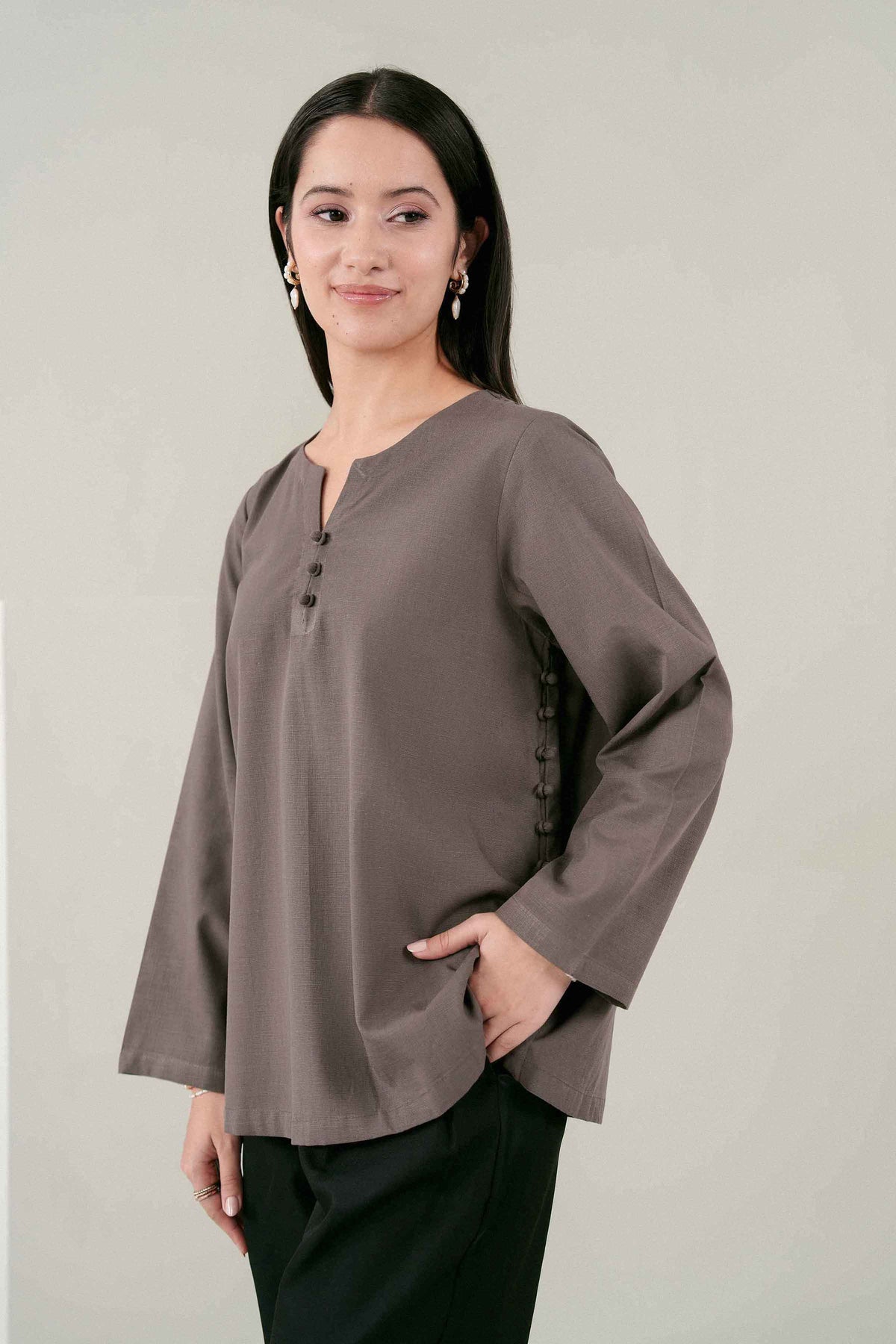 Nishat UK - Grey Solids Yarn Dyed 1 Piece ready to wear tunic