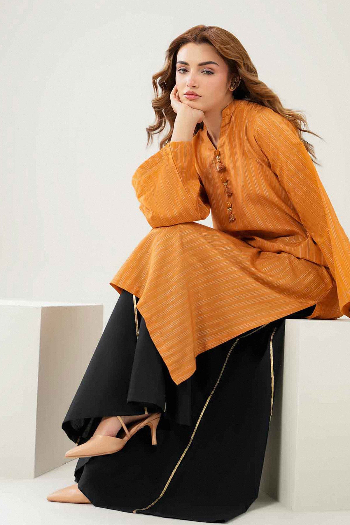 Nishat UK - Yellow Printed Jacquard 1 Piece ready to wear Shirt