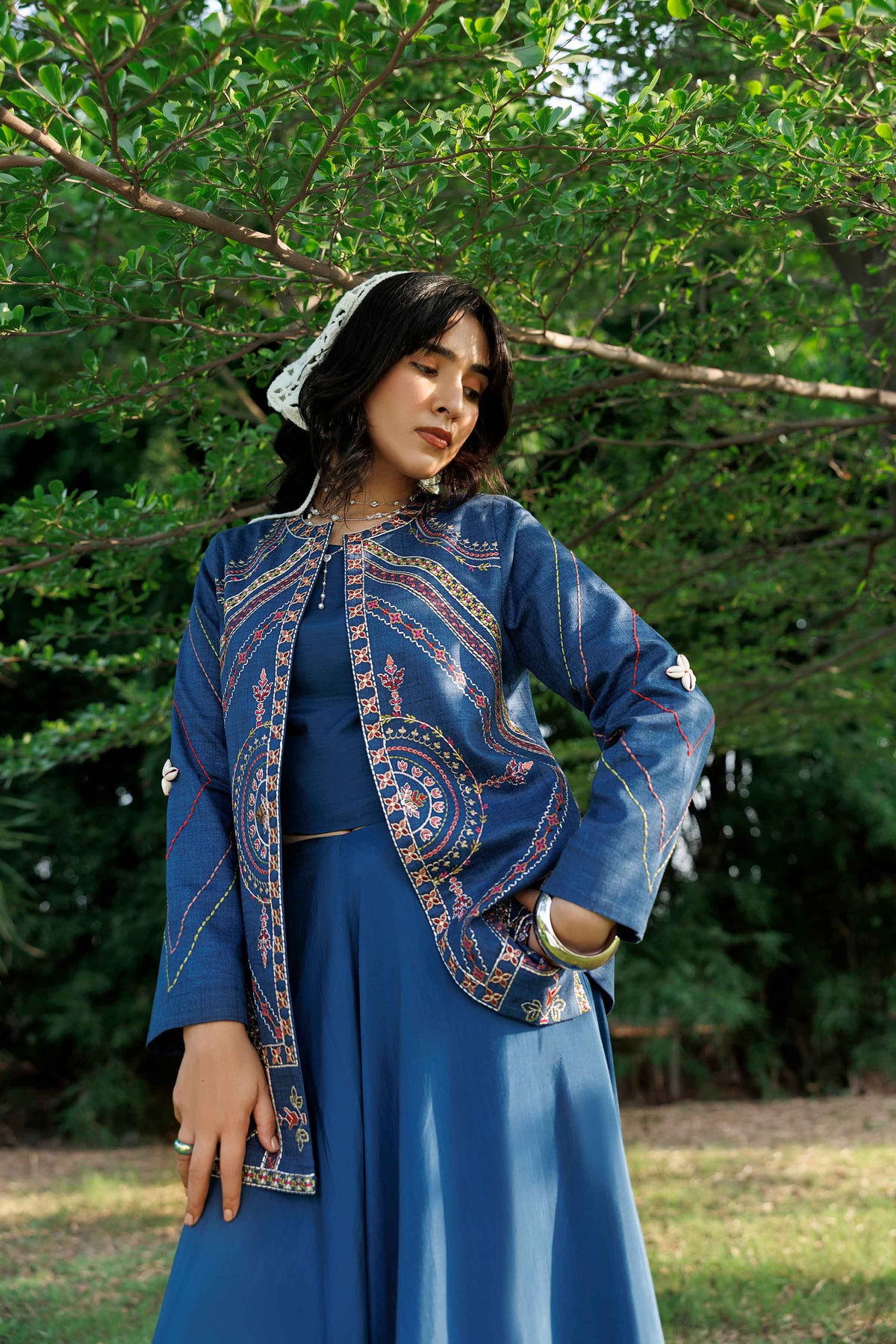Nishat UK - Blue Embroidered Karandi 1 Piece ready to wear jacket