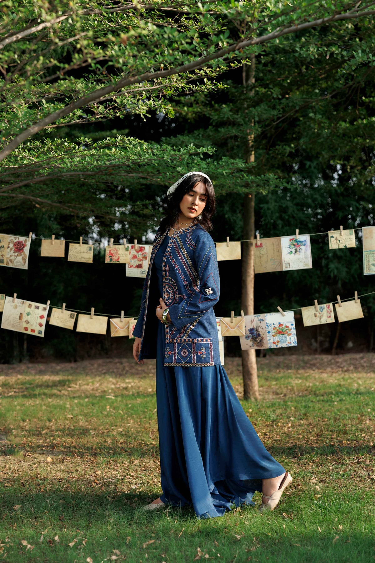 Nishat UK - Blue Embroidered Karandi 1 Piece ready to wear jacket