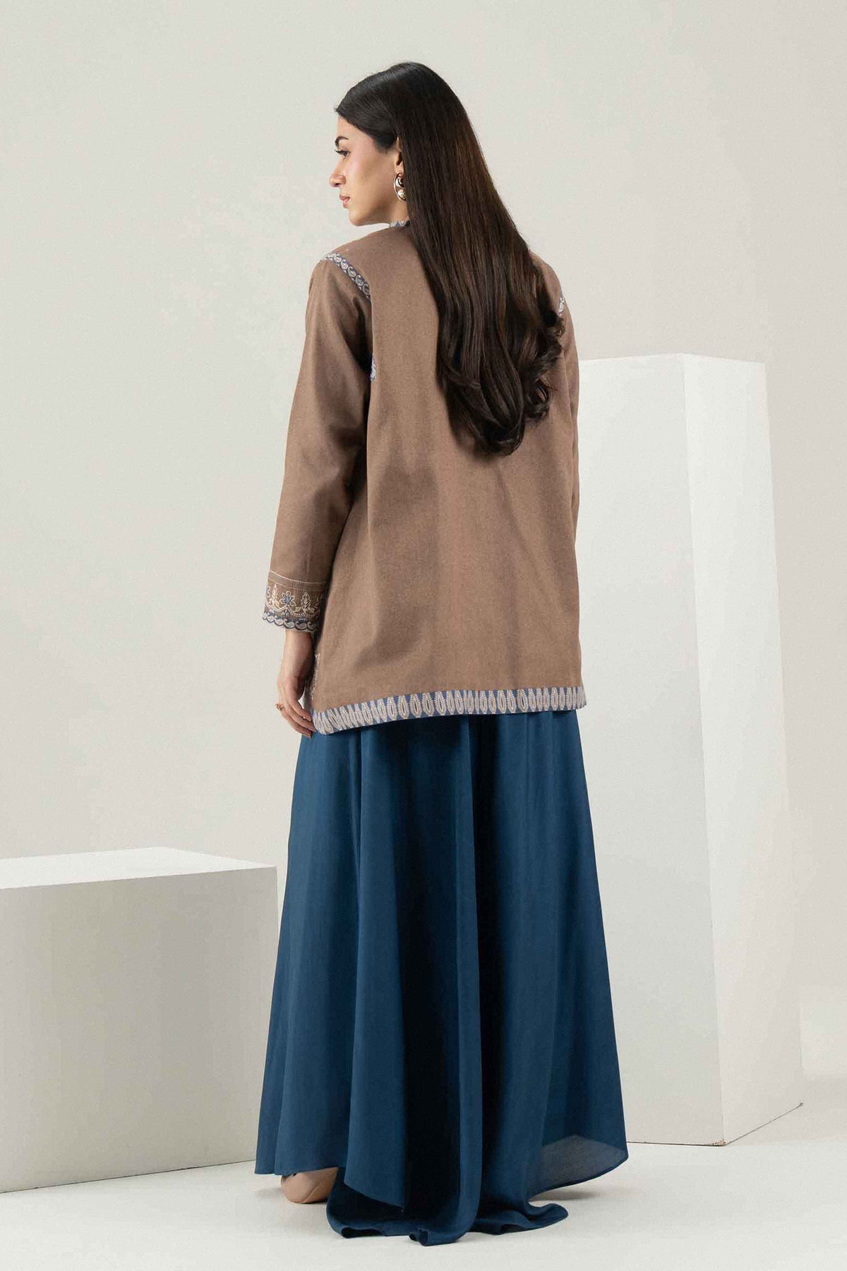Nishat UK - Brown Embroidered Khaddar 1 Piece ready to wear jacket