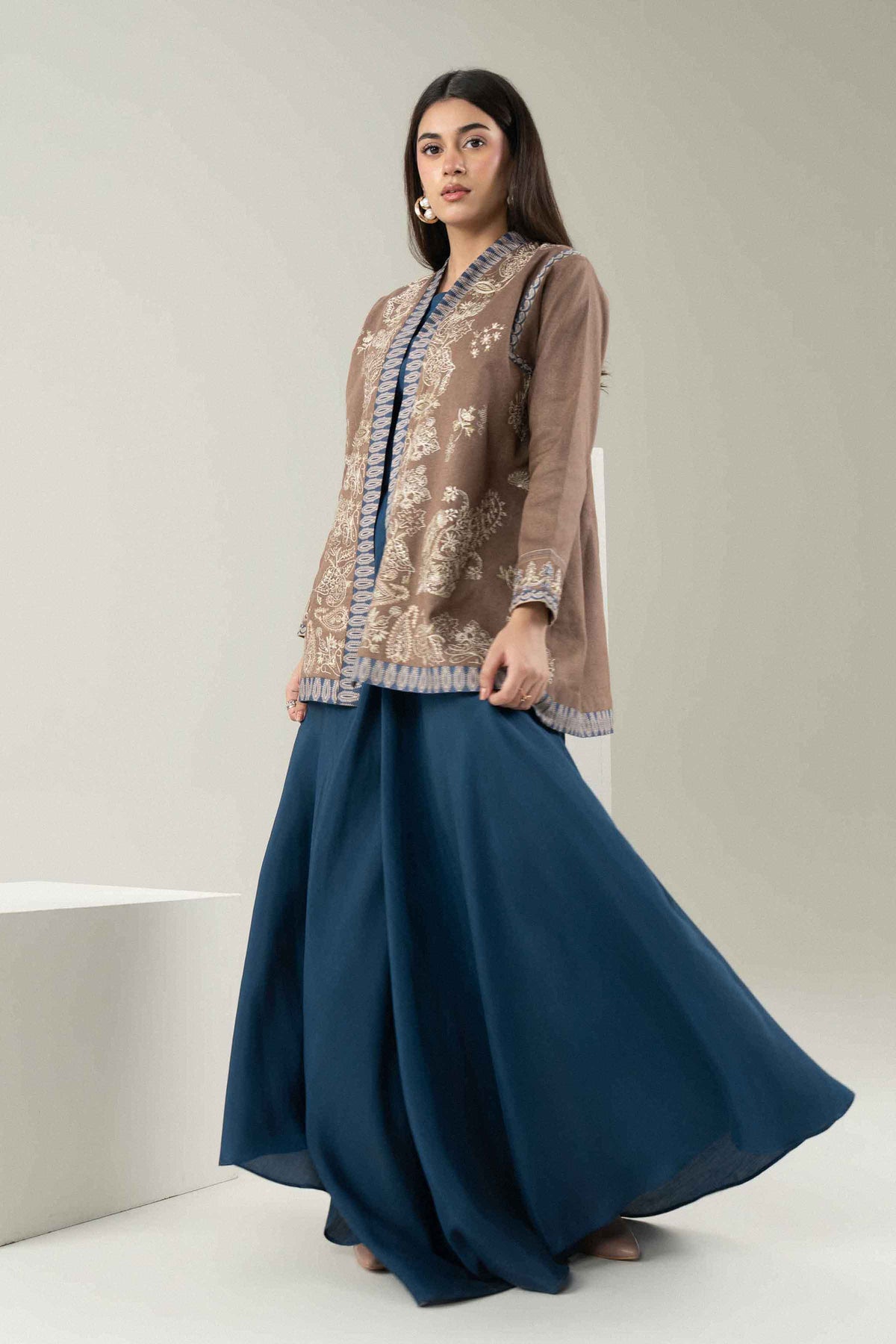 Nishat UK - Brown Embroidered Khaddar 1 Piece ready to wear jacket