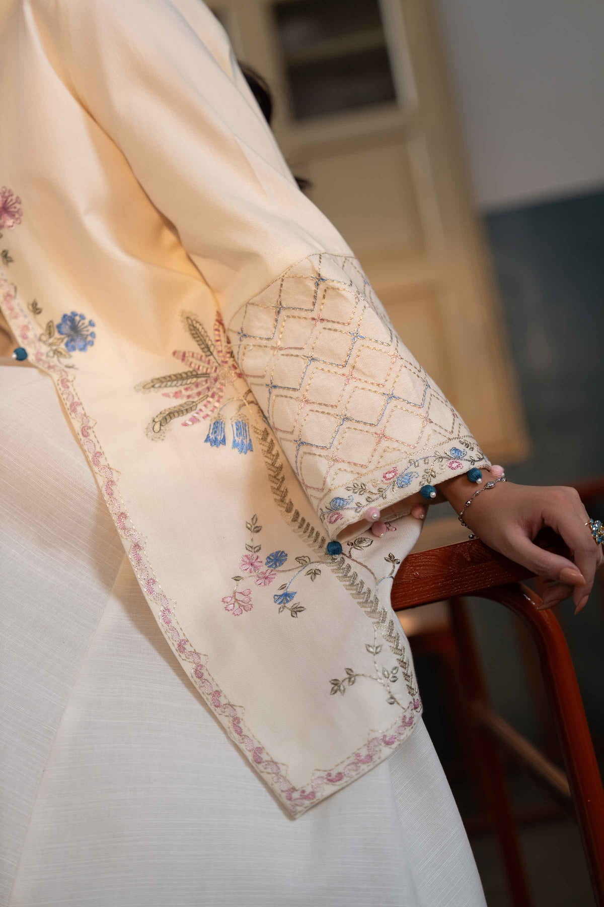 Nishat UK - Off White Embroidered Khaddar 1 Piece ready to wear 