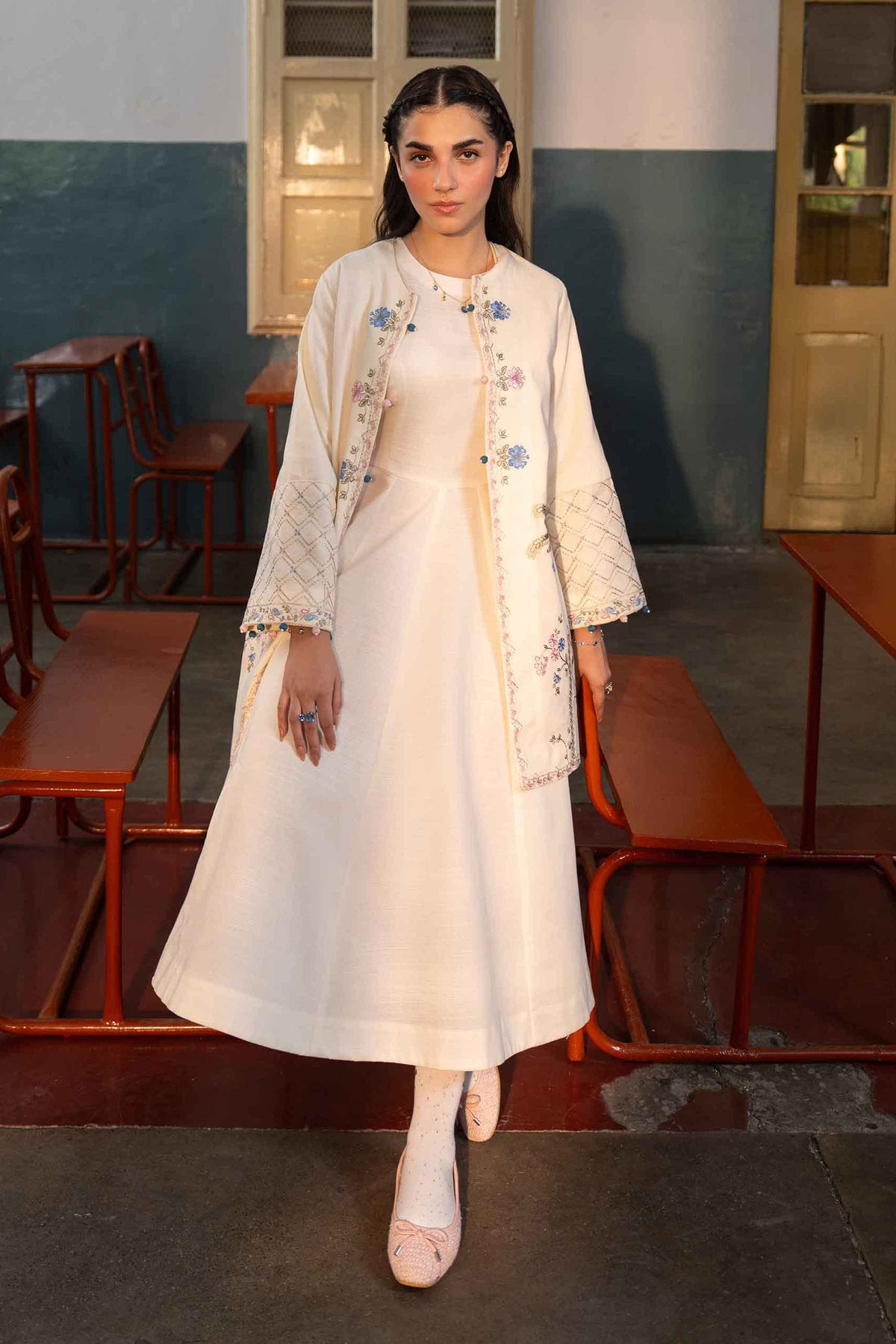 Nishat UK - Off White Embroidered Khaddar 1 Piece ready to wear 